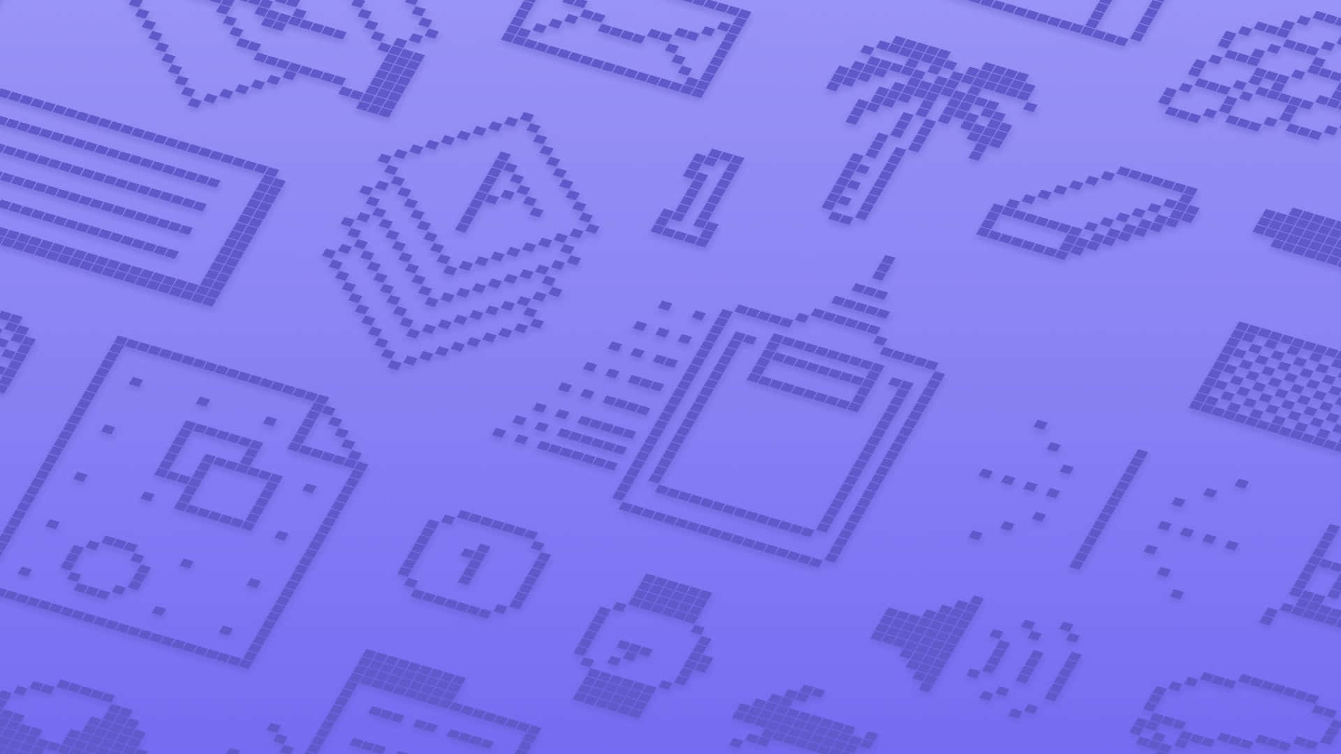 macOS Sequoia, purple gradient, pixelated icons, Full HD Desktop Wallpaper