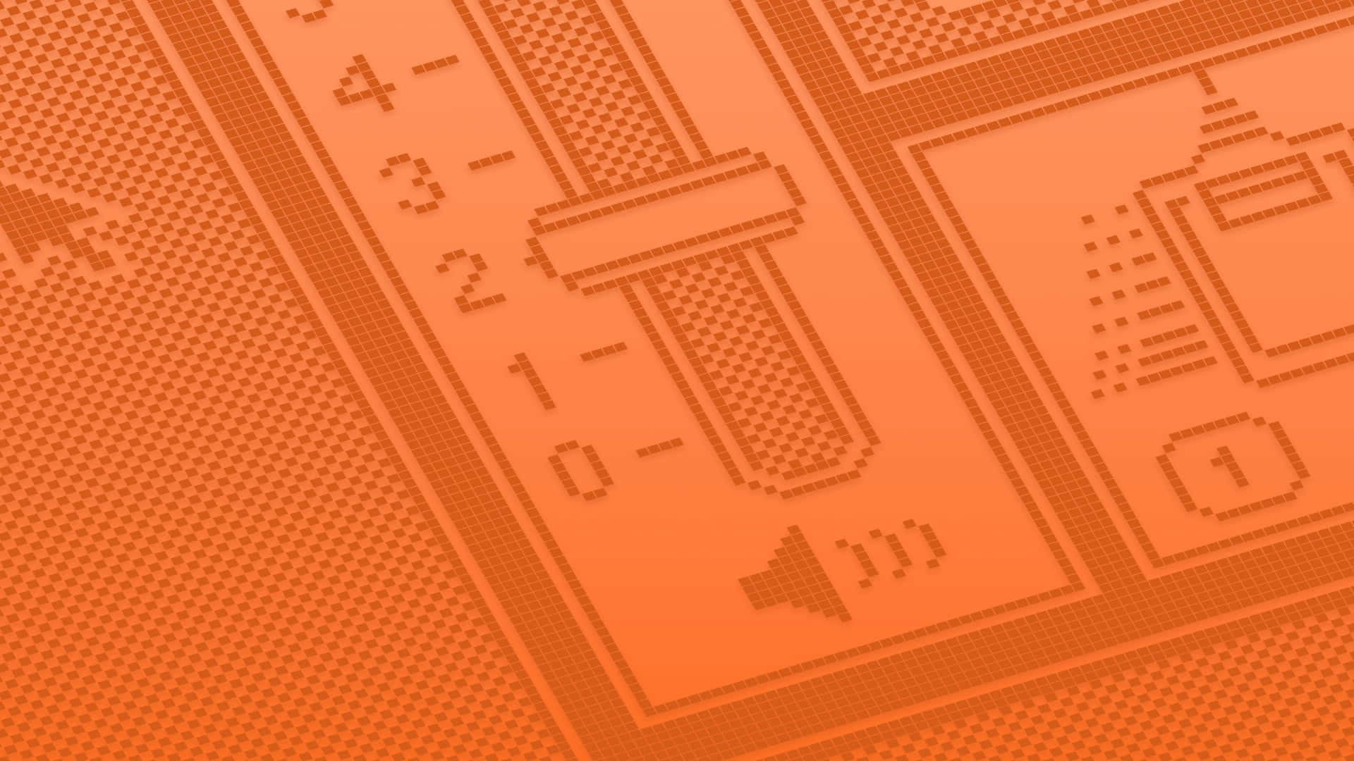 macOS Sequoia, audio control, pixelated orange interface, Full HD Desktop Wallpaper