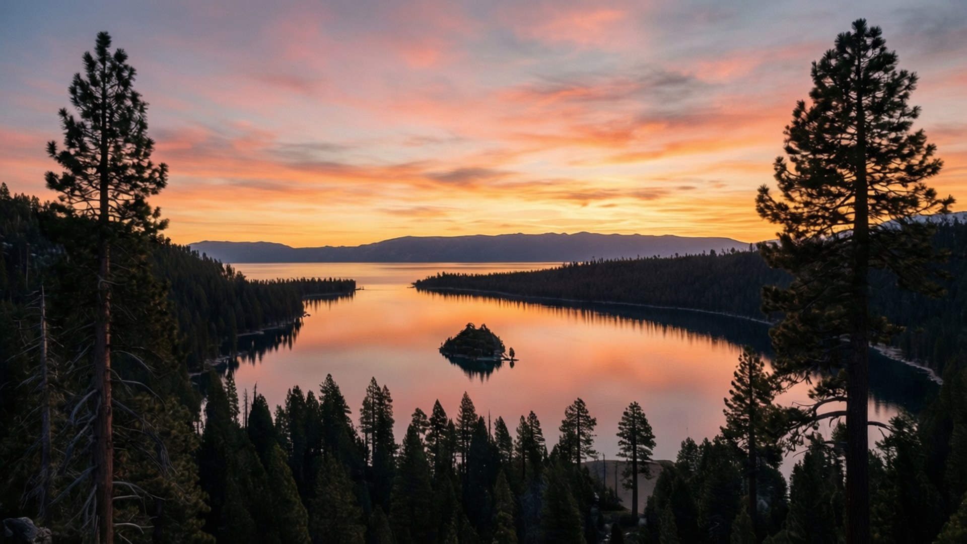 Tahoe, sunrise, panorama, Full HD Desktop Wallpaper