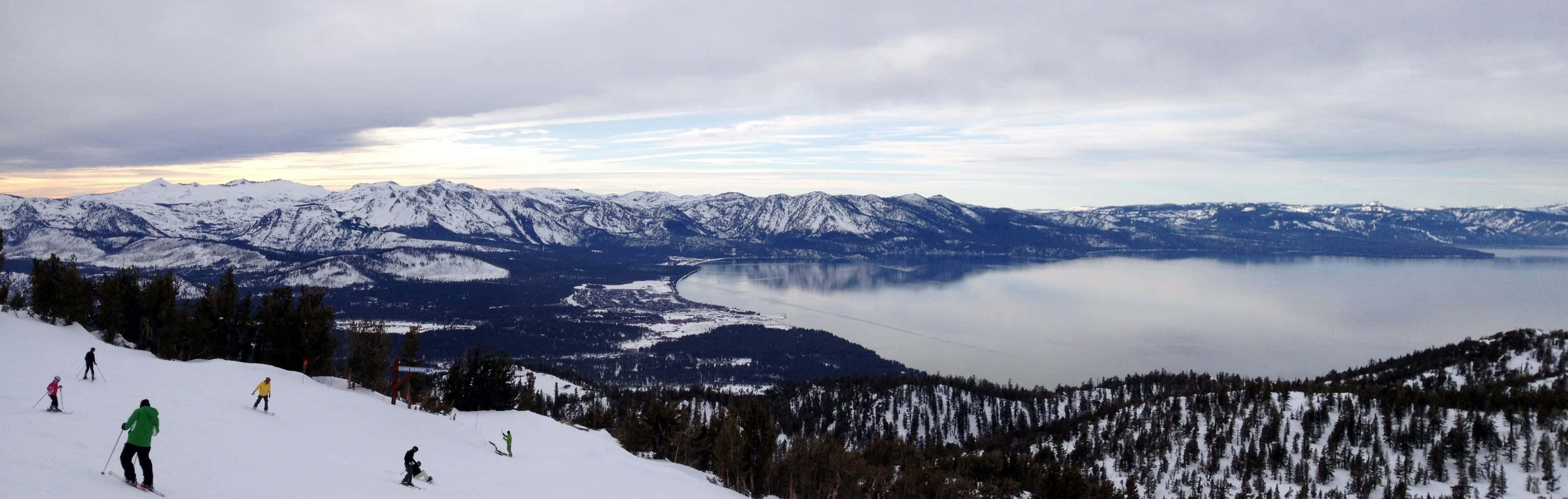 Lake Tahoe, snowy slope, frozen lake, 4K Desktop Wallpaper