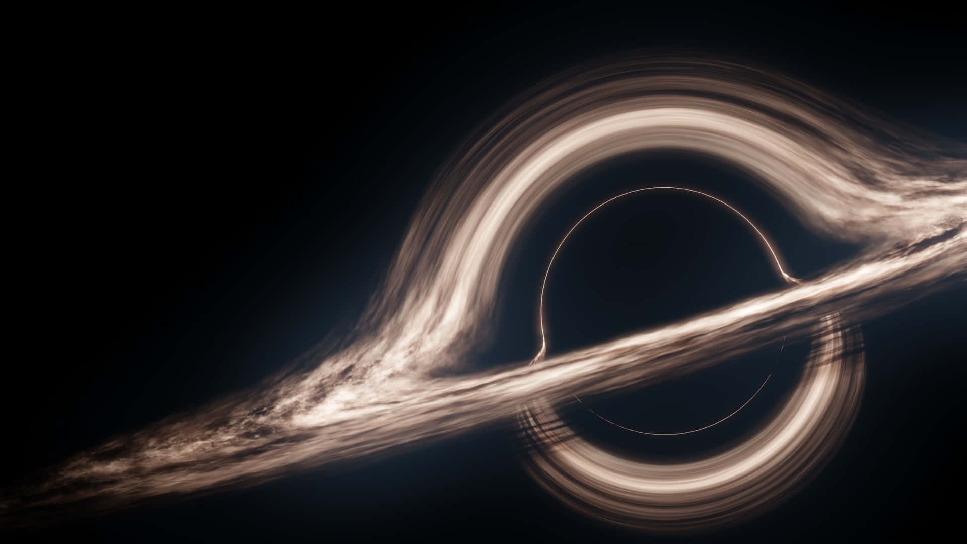 macOS Tahoe, black hole, swirling accretion disk, Full HD Desktop Wallpaper