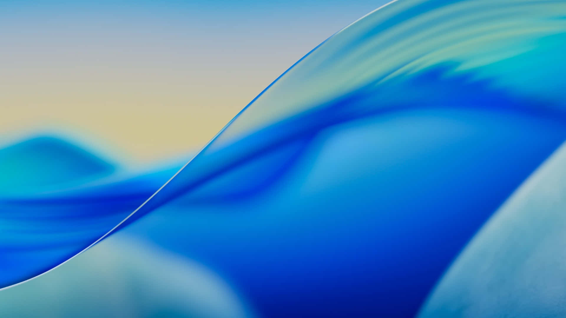 macOS Tahoe, blue wave, soft gradient sky, Full HD Desktop Wallpaper