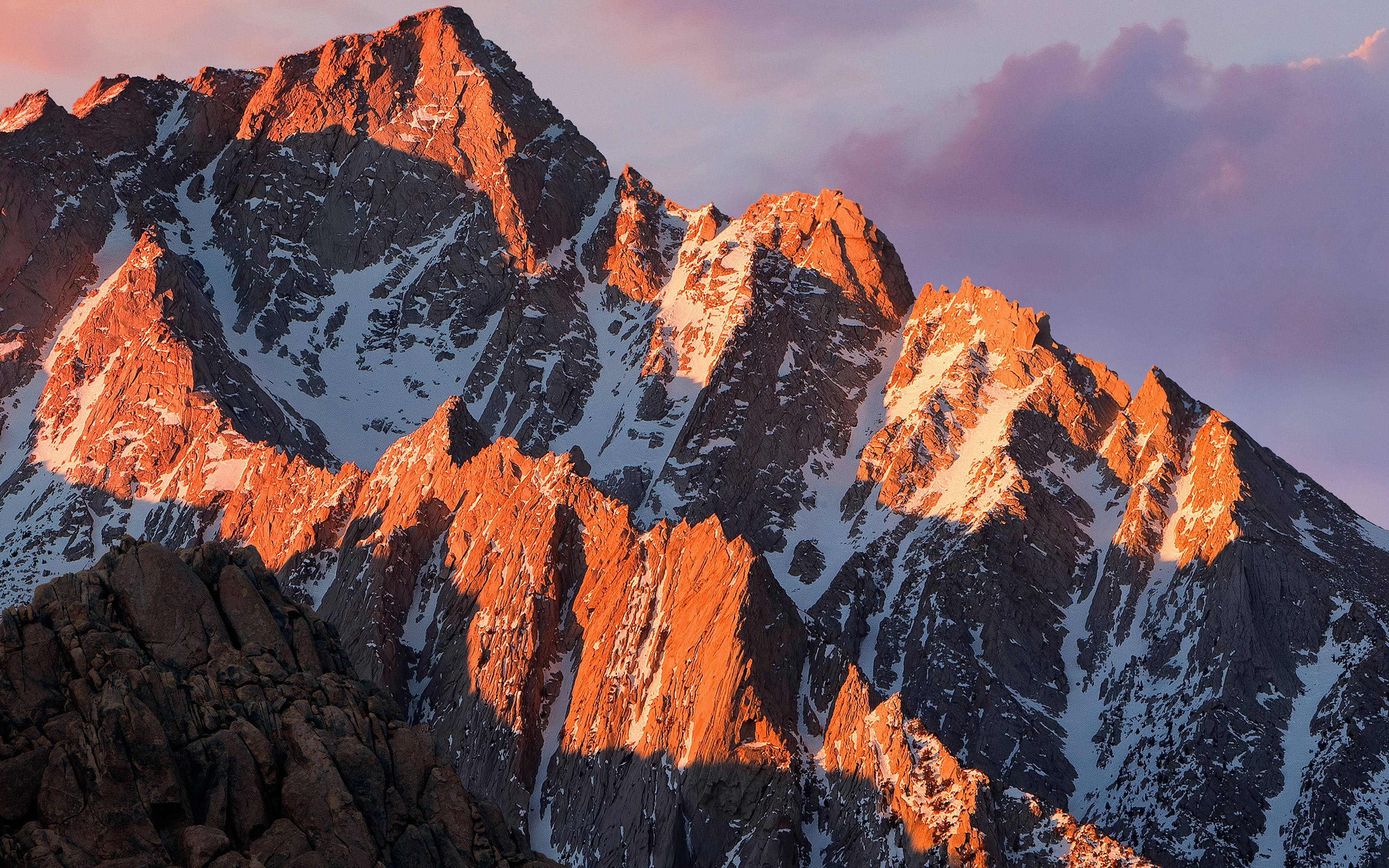 macOS, Spectacular Mountain Ridges, Sunset, 4K Desktop Wallpaper