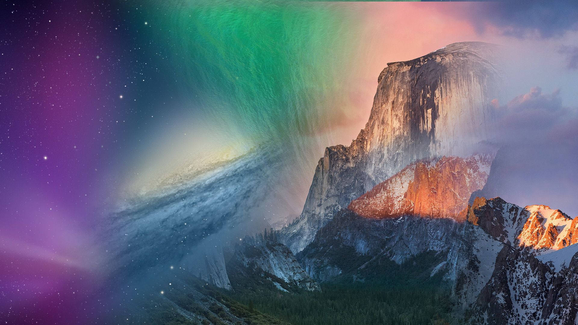 macOS, Rainbow Aurora, golden sunset, Full HD Desktop Wallpaper