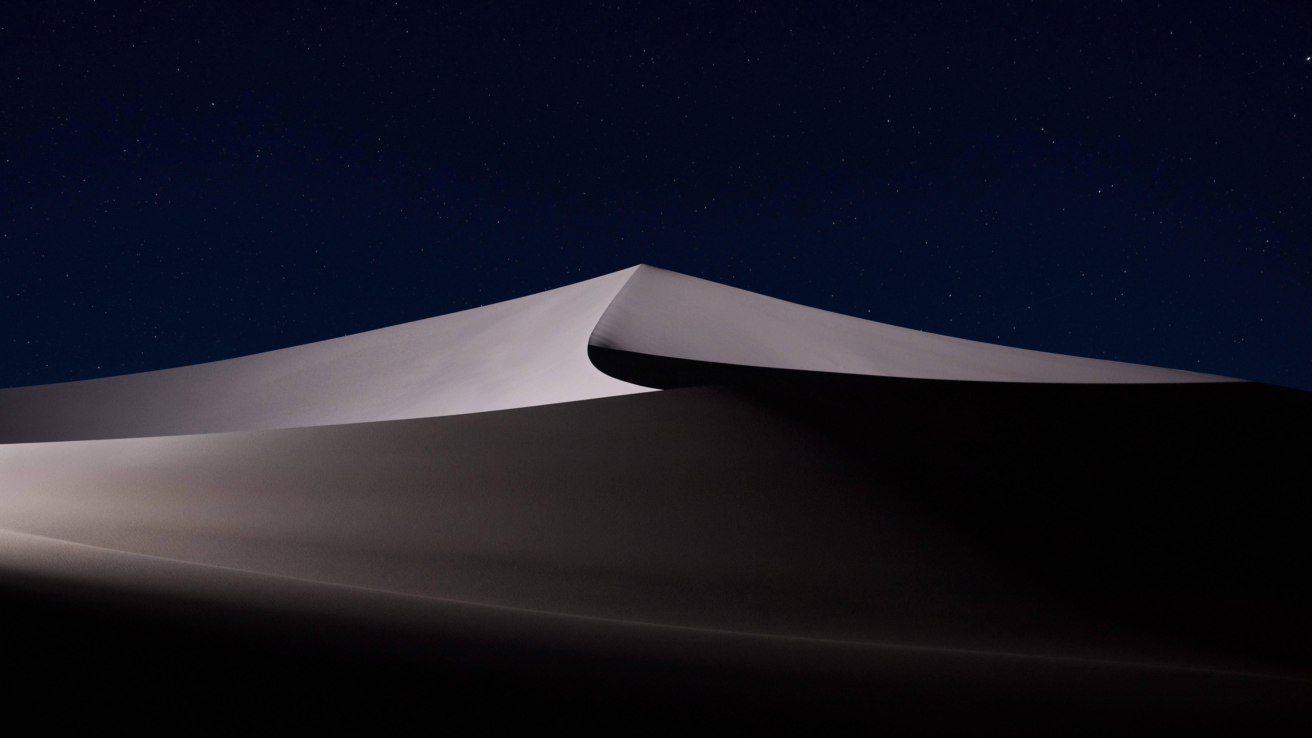 macOS, Black And White Desert, desert dune, 5K Desktop Wallpaper