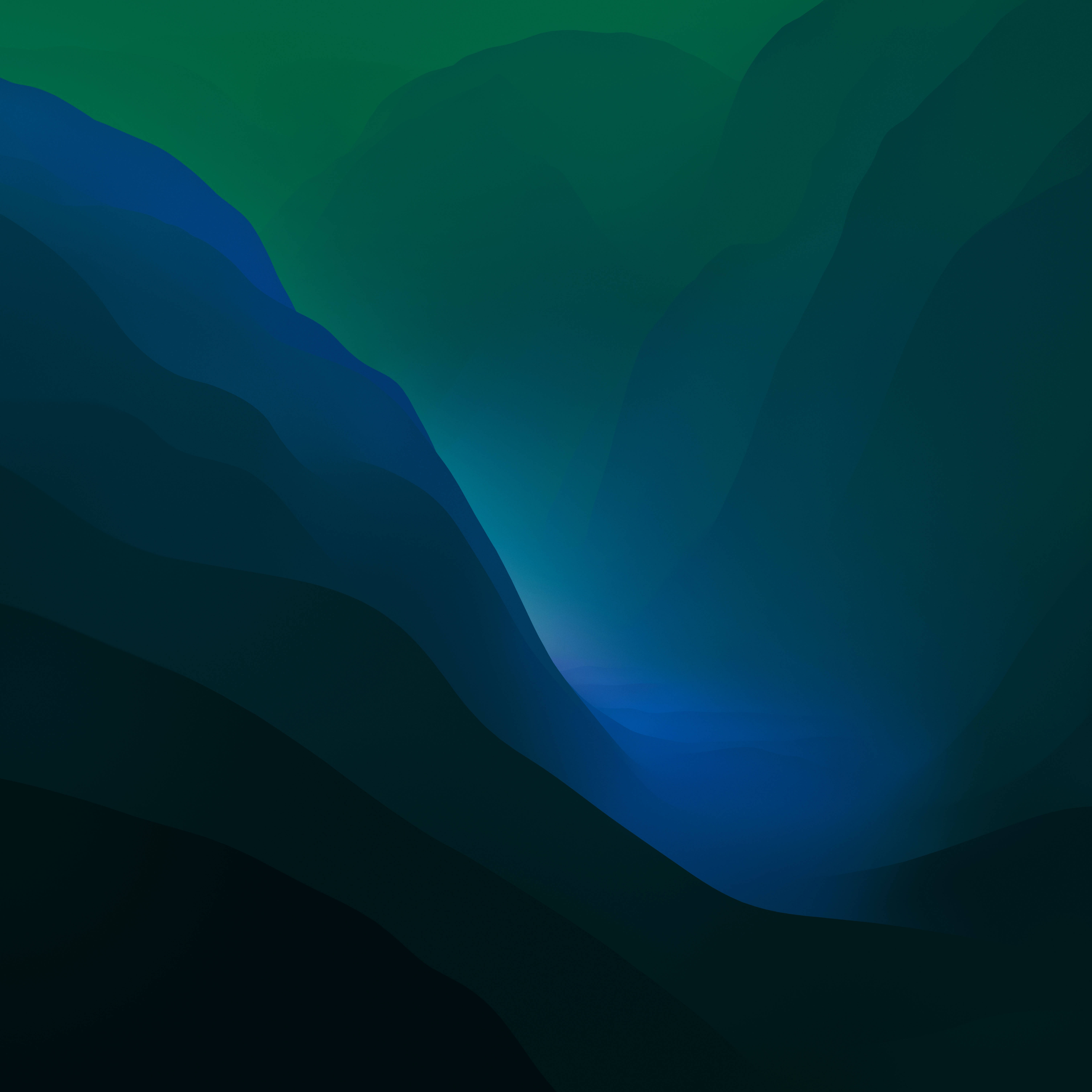 macOS, Abstract Aquamarine Mountain Outline, deep blue, 5K Desktop Wallpaper