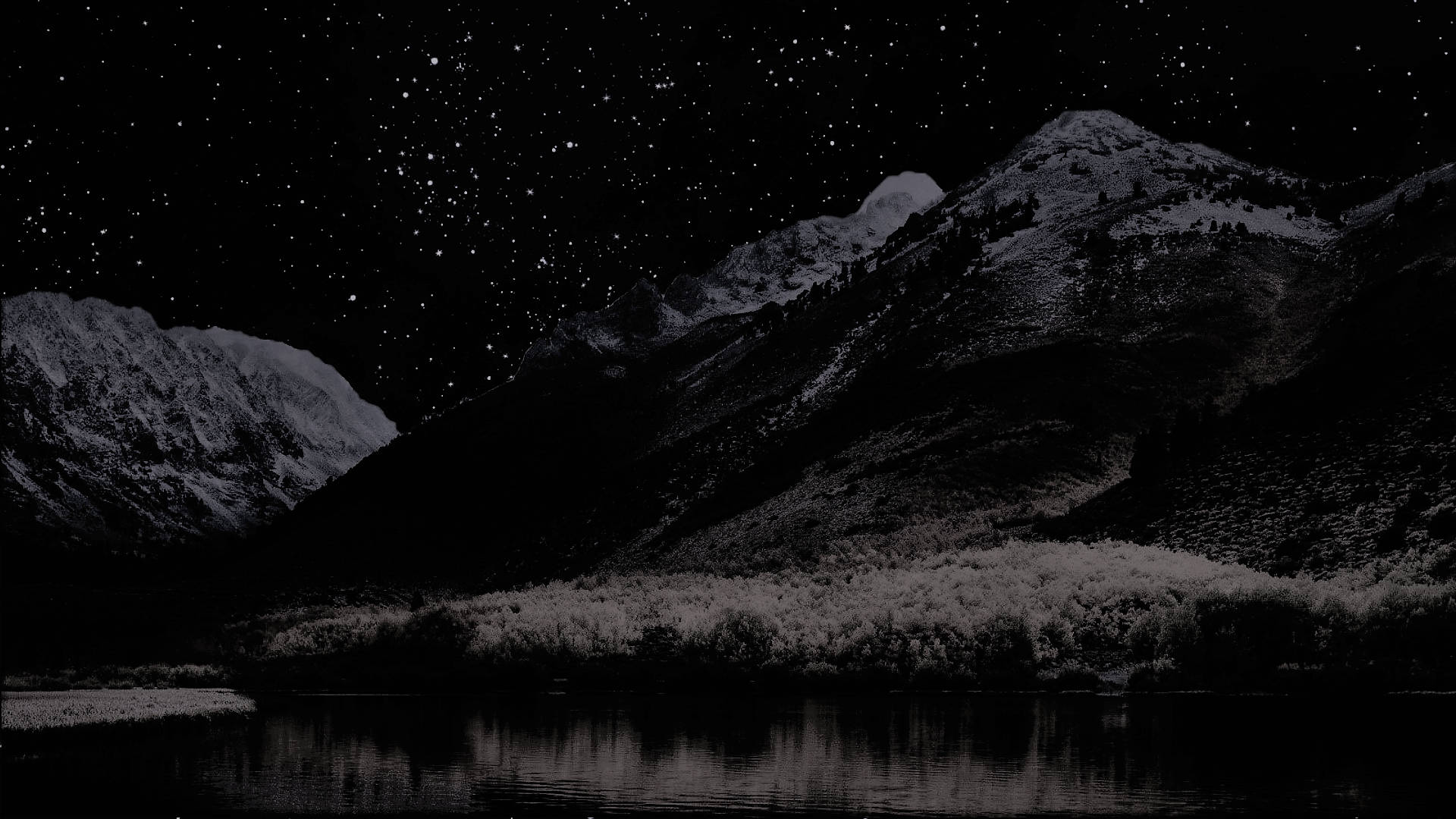 macOS, Mountain Ridge At Night, starry night sky, Full HD Desktop Wallpaper