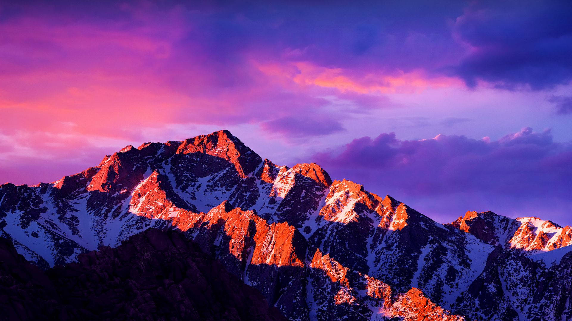 macOS, Pastel Mountain, snowcapped mountain peaks, Full HD Desktop Wallpaper