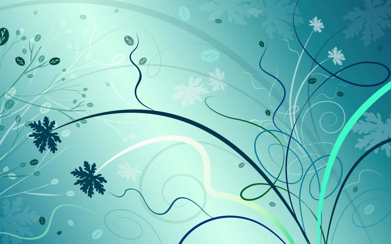 abstract floral background, teal background, swirling lines, HD Desktop Wallpaper