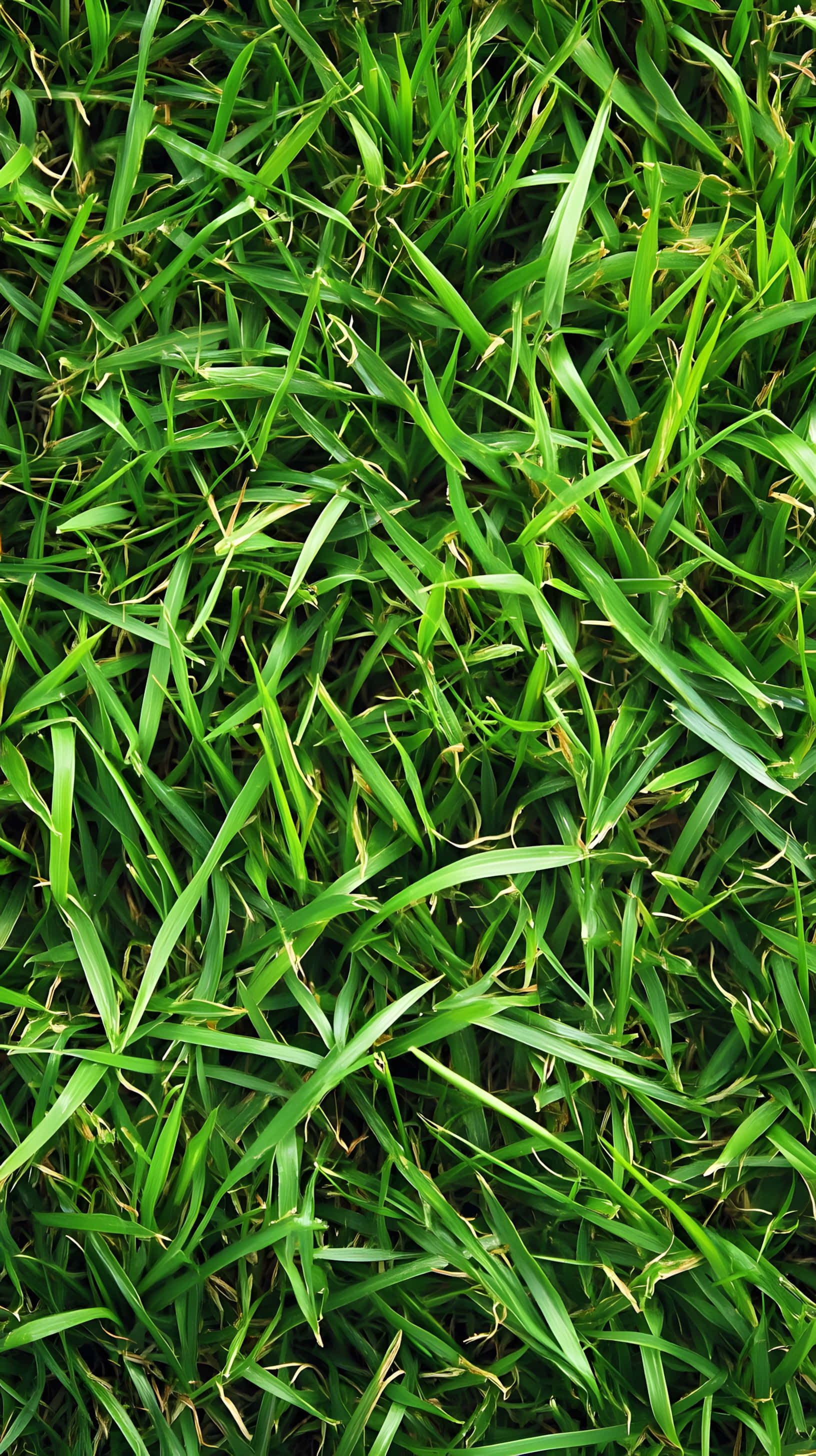 fresh green grass, vibrant green grass blades, subtle yellow tips, 2K Phone Wallpaper