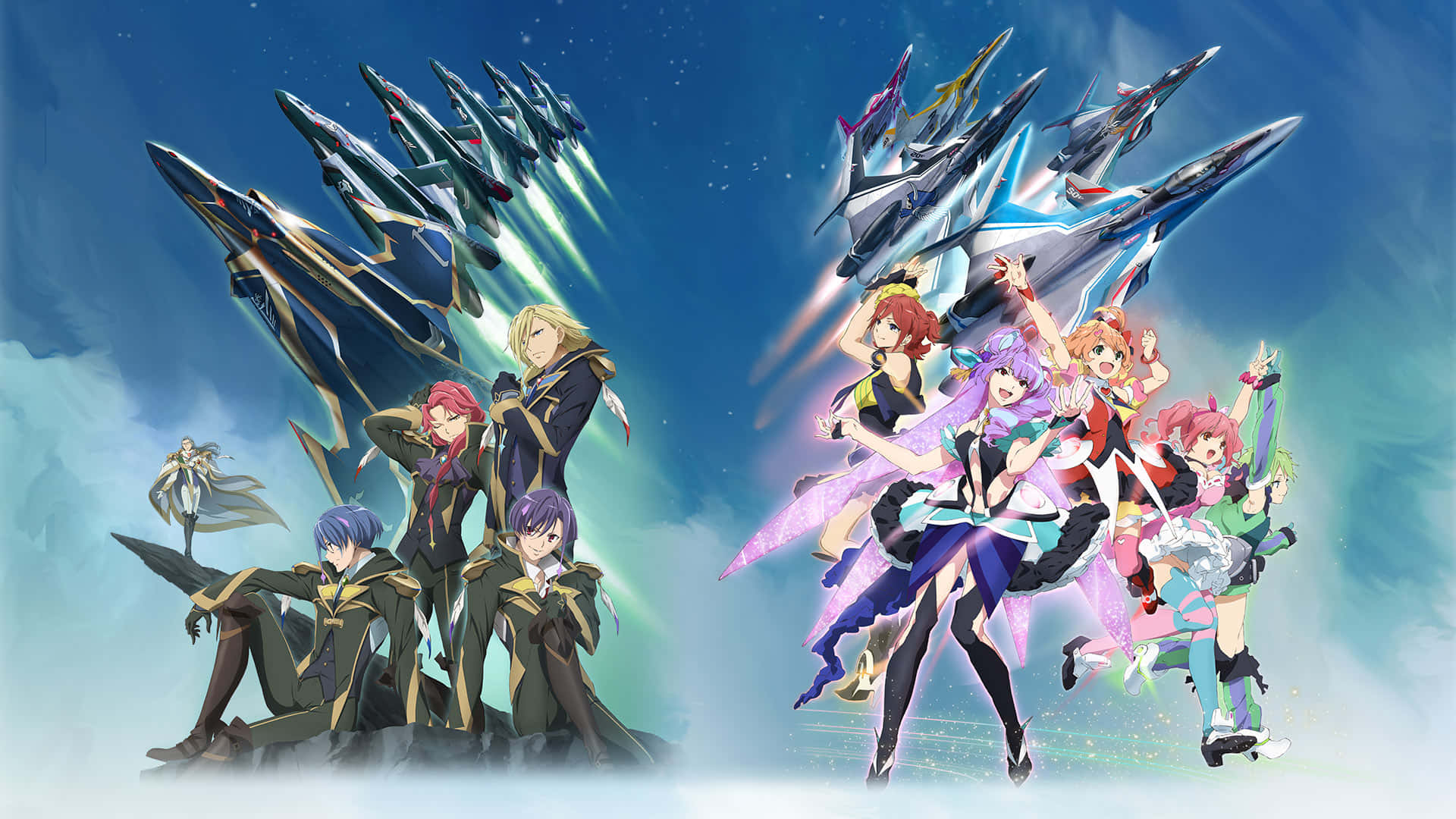 Macross Delta, futuristic fighter jets, starry sky, Full HD Desktop Wallpaper