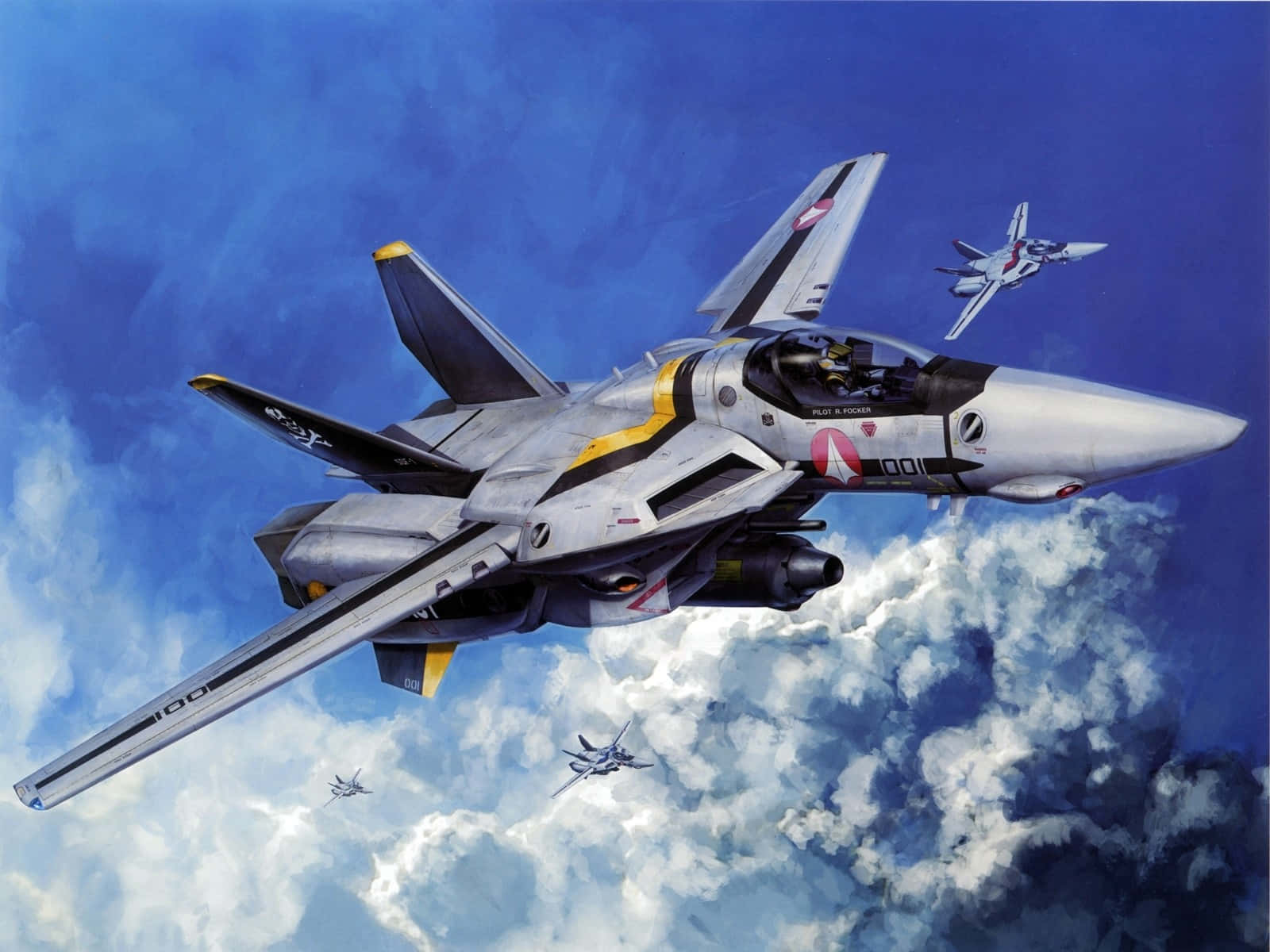 Macross Delta, fighter jet, vibrant blue sky, HD Desktop Wallpaper
