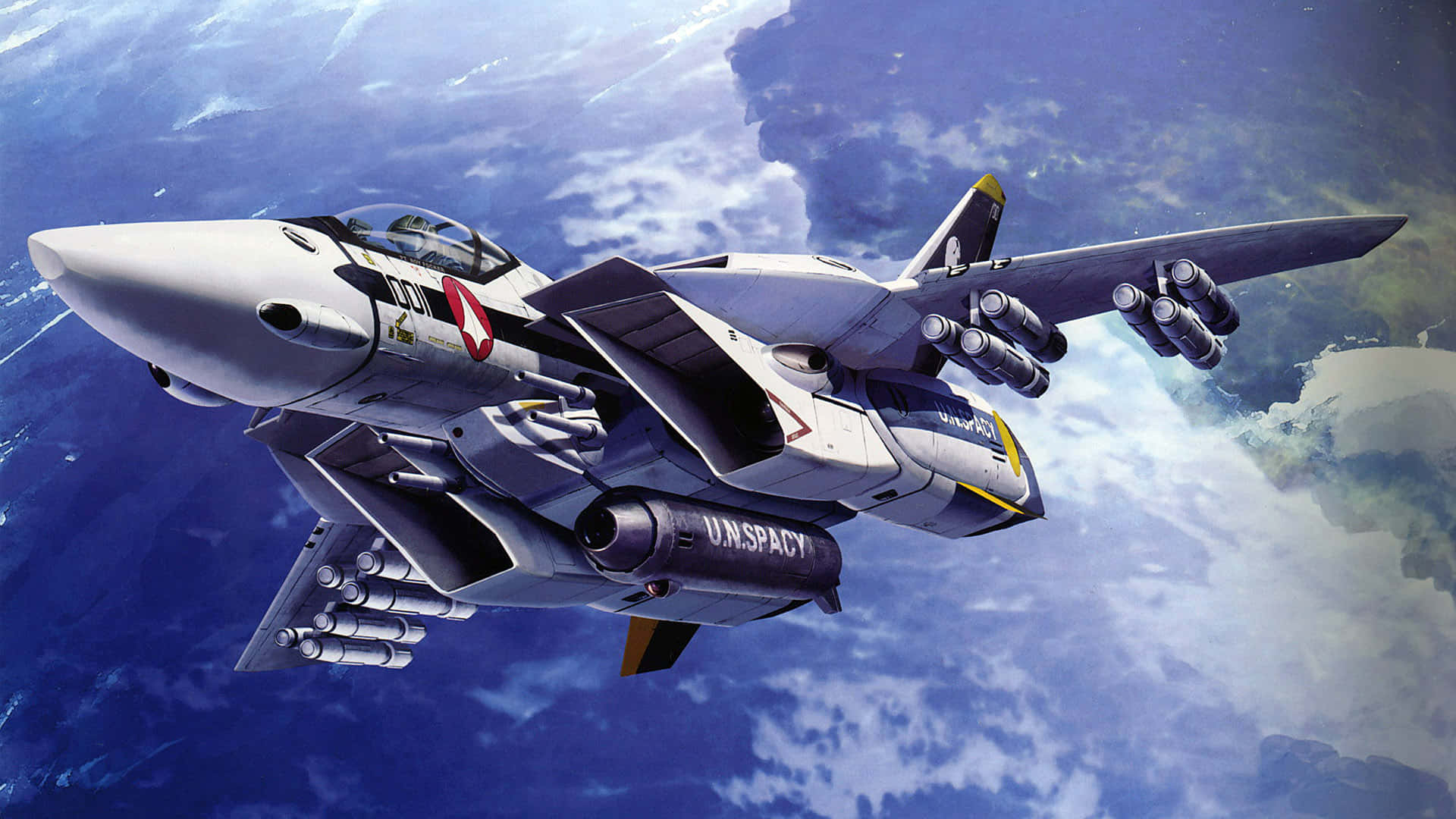 Macross Delta, futuristic fighter jet, Earth, Full HD Desktop Wallpaper