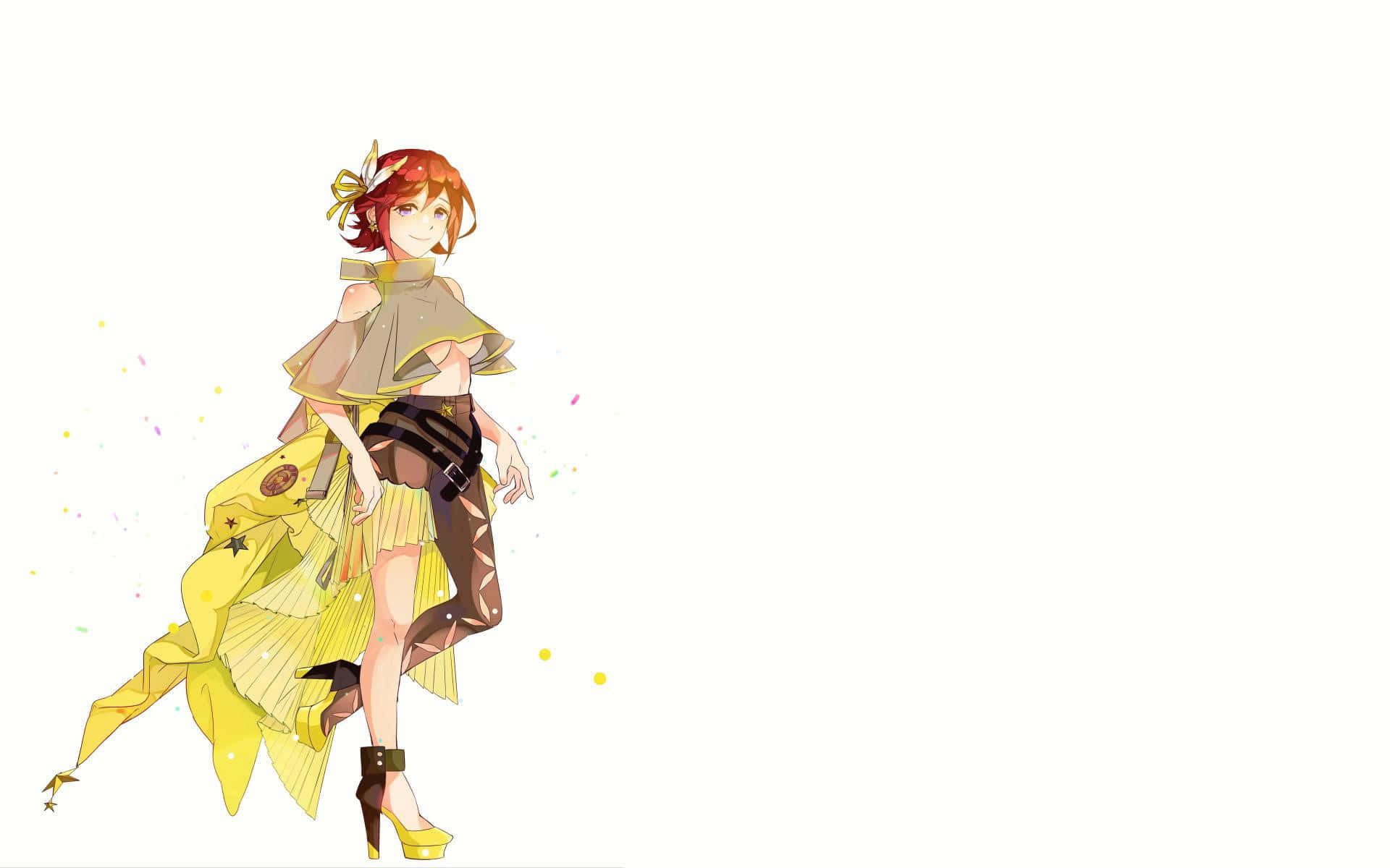Macross Delta, red hair, yellow dress, Full HD Desktop Wallpaper
