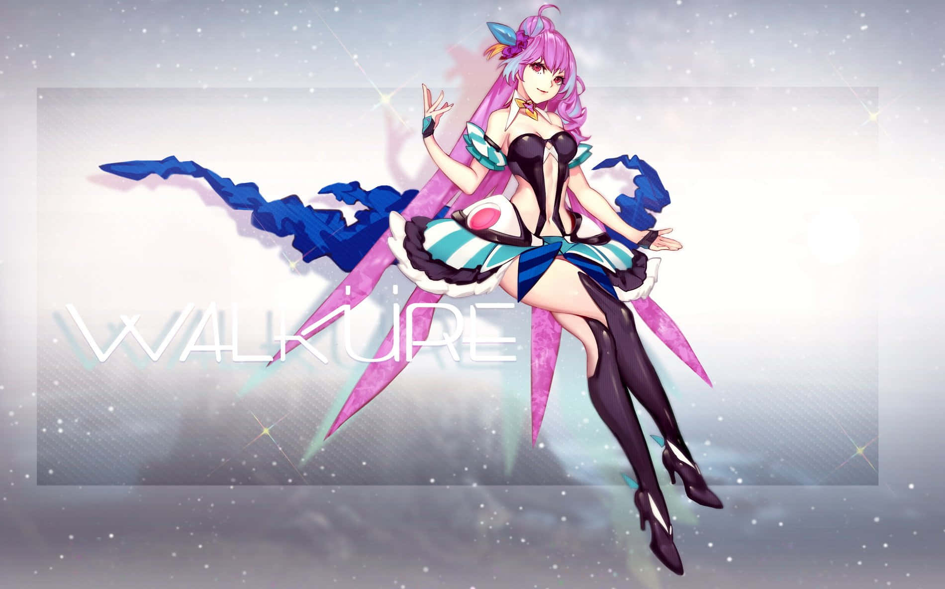 Macross Delta, pink hair, blue and pink outfit, HD Desktop Wallpaper