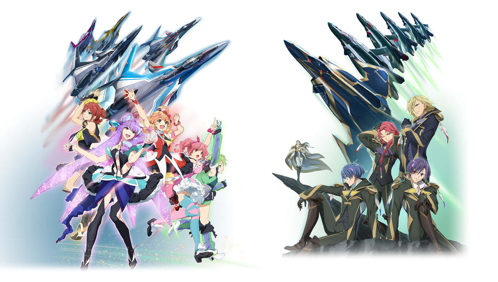 Macross Delta, futuristic fighter jets, gradient background, HD Desktop Wallpaper