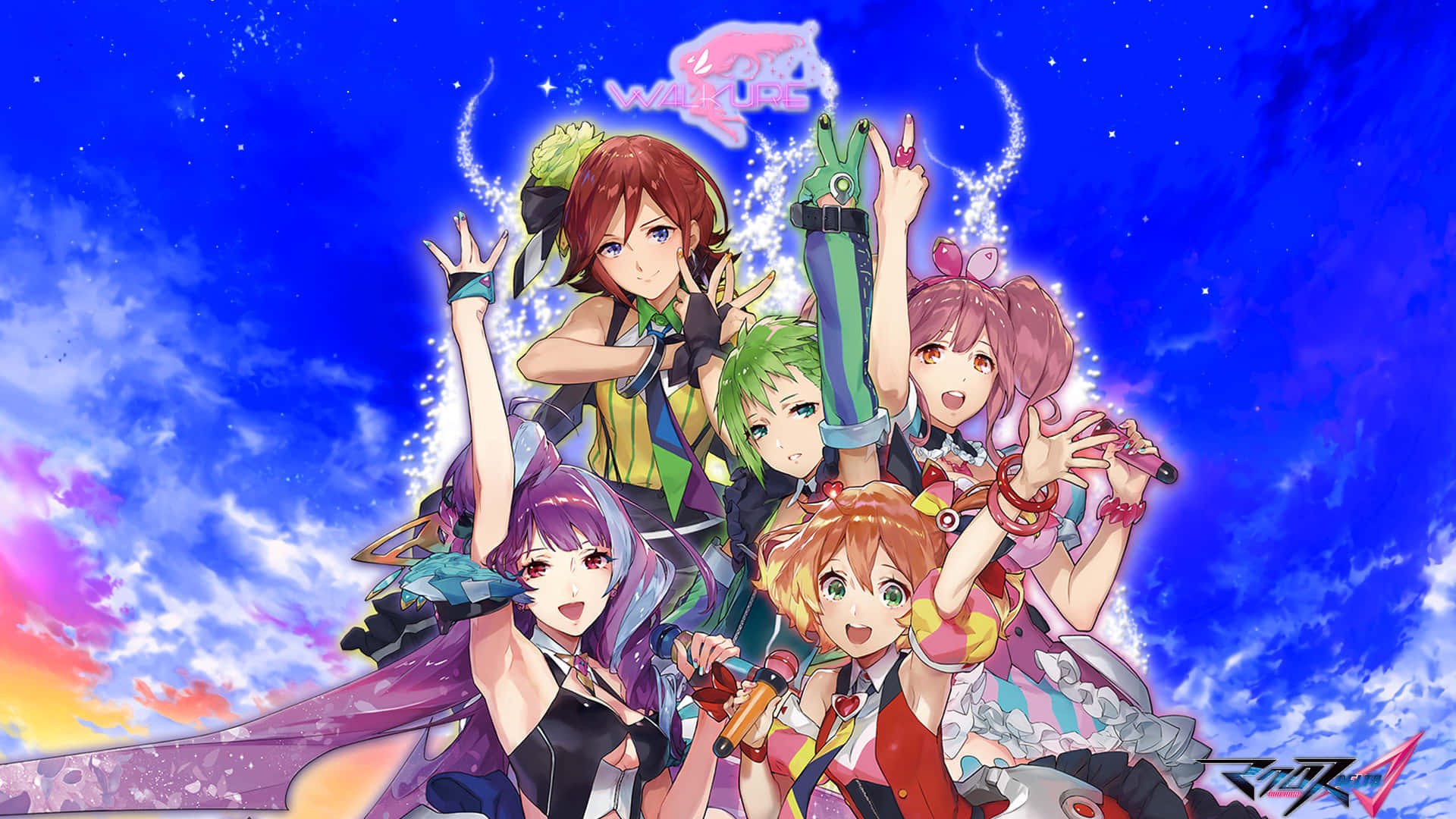 Macross Delta, cosmic sky, glowing particles, Full HD Desktop Wallpaper