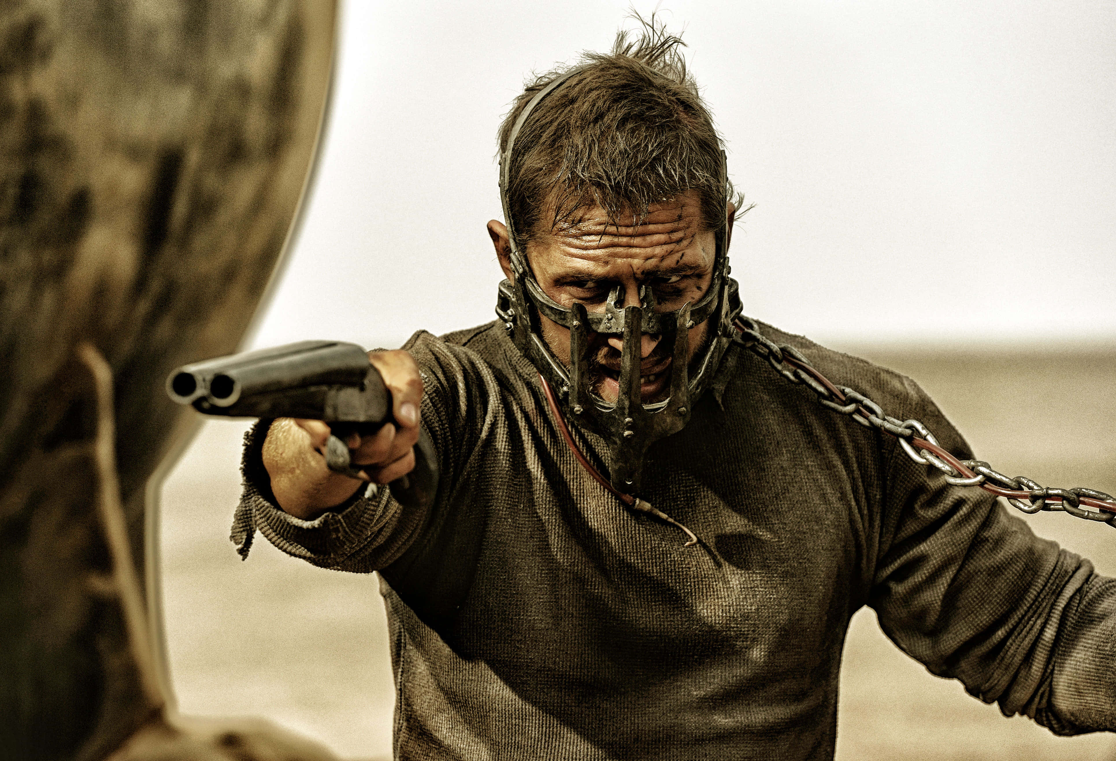 Mad Max Fury Road, metal muzzle, chain, 4K Desktop Wallpaper