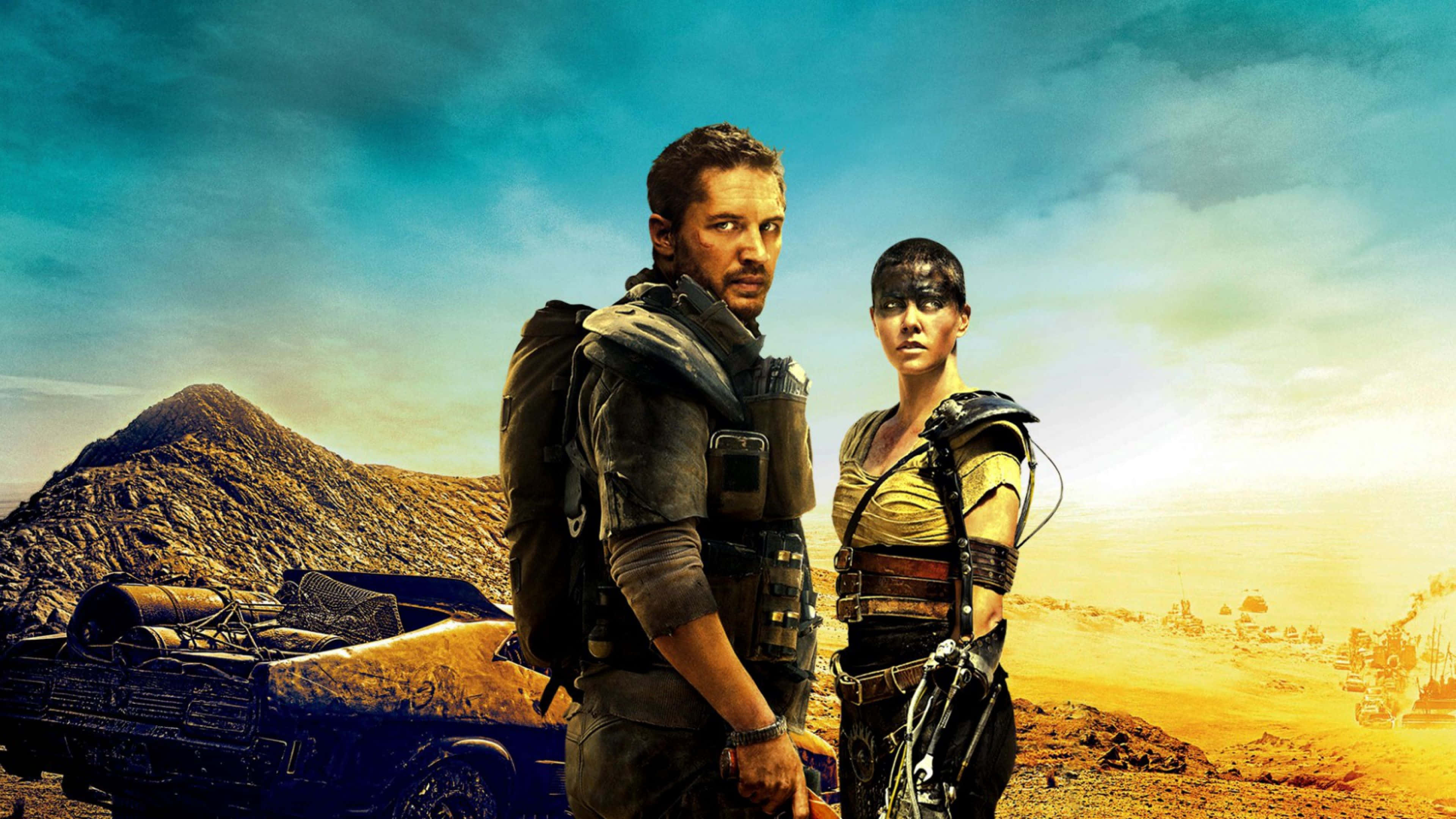 Mad Max: Fury Road, desert wasteland, battered vehicle, 4K Desktop Wallpaper
