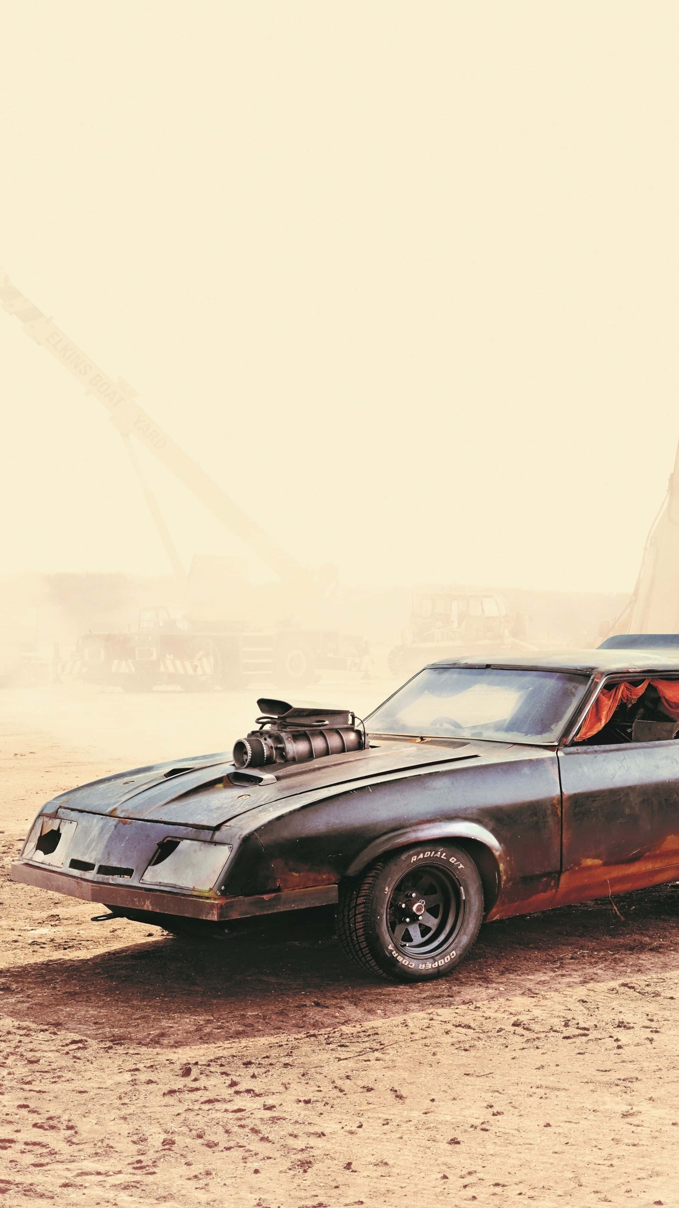 Mad Max Fury Road, black muscle car, supercharger, 4K Phone Wallpaper