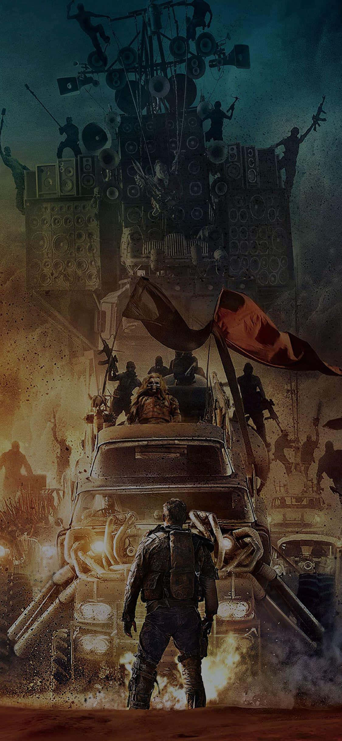 Mad Max Fury Road, armored vehicle, towering speaker stack, Full HD Phone Wallpaper
