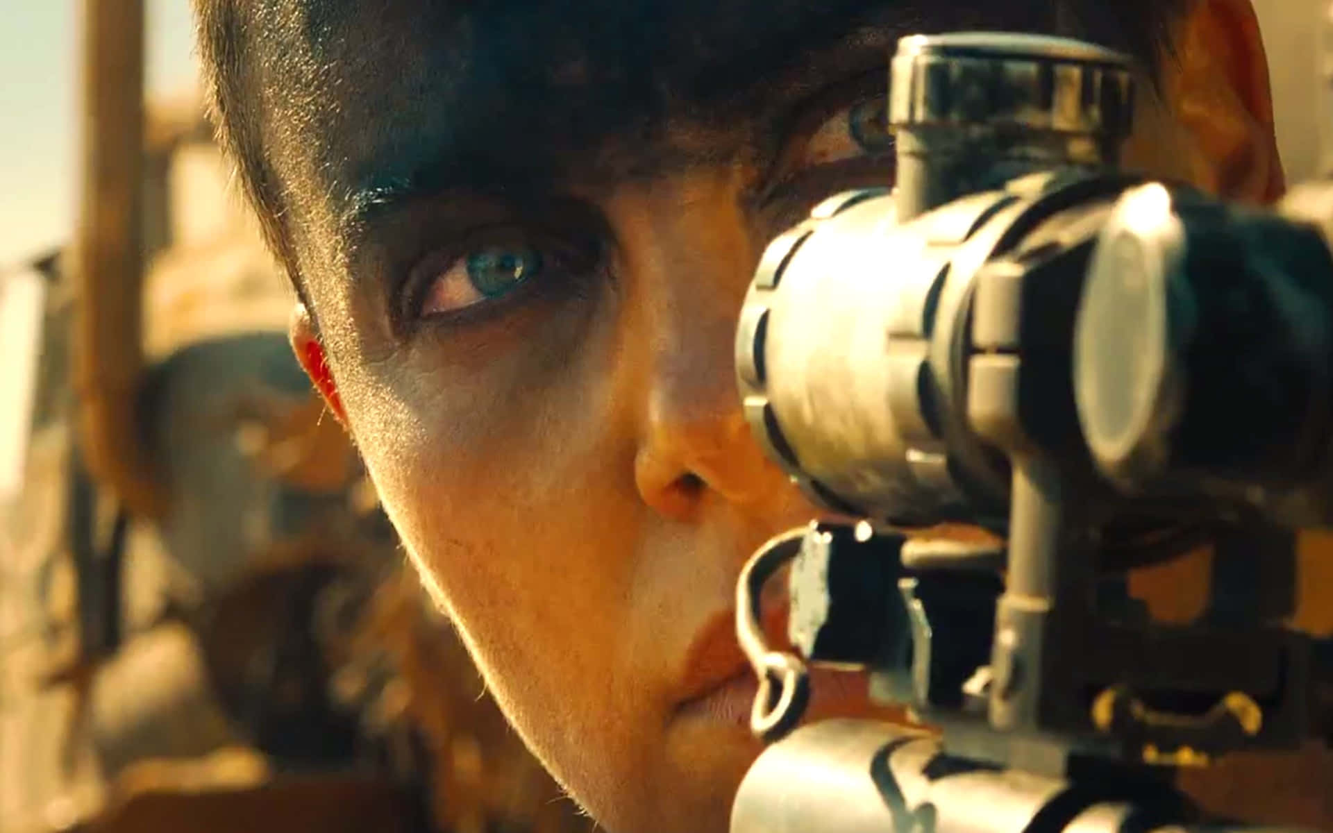Mad Max Fury Road, desert battlefield, rifle scope, Full HD Desktop Wallpaper