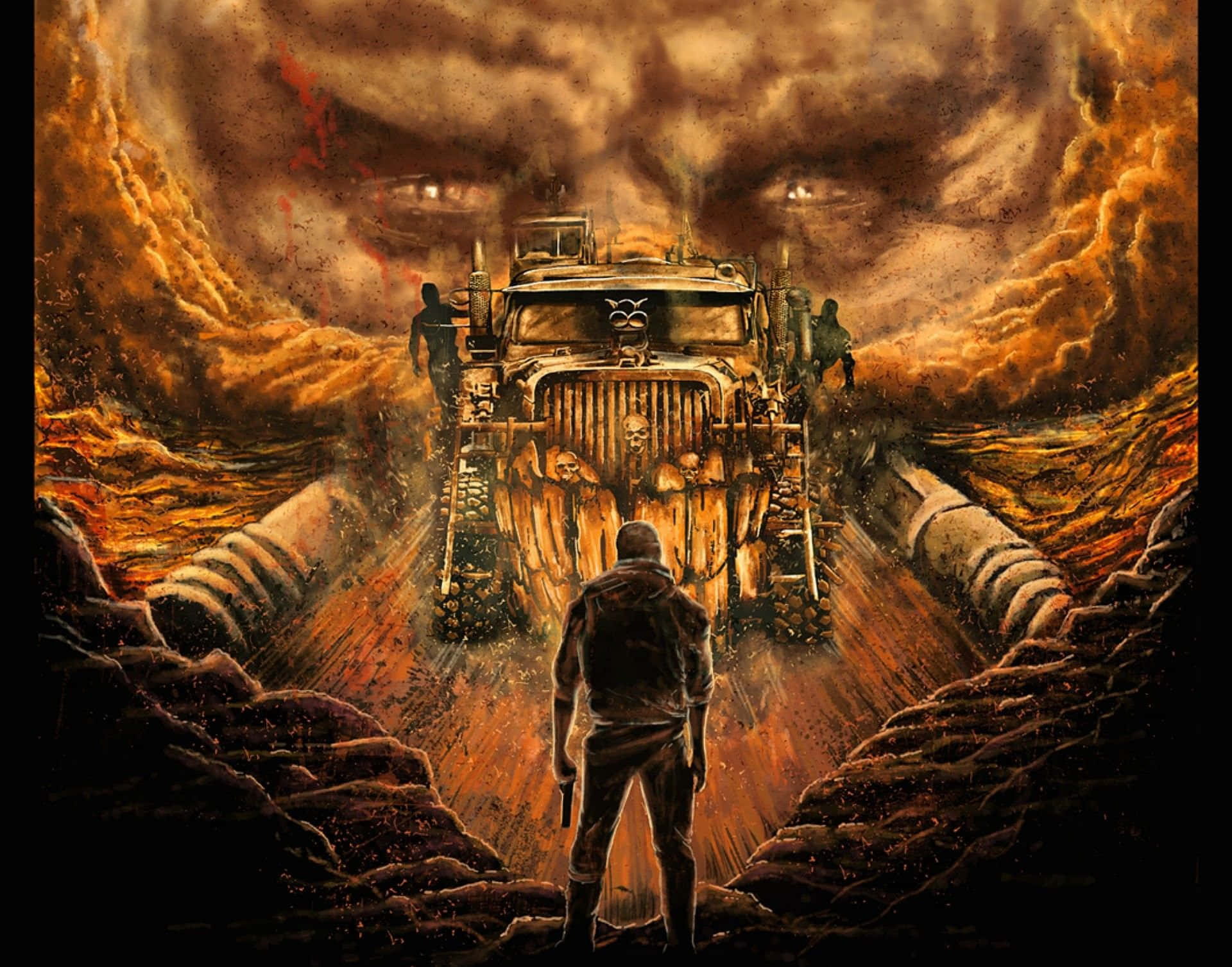 Mad Max, the road to hell, monstrous armored vehicle, Full HD Desktop Wallpaper