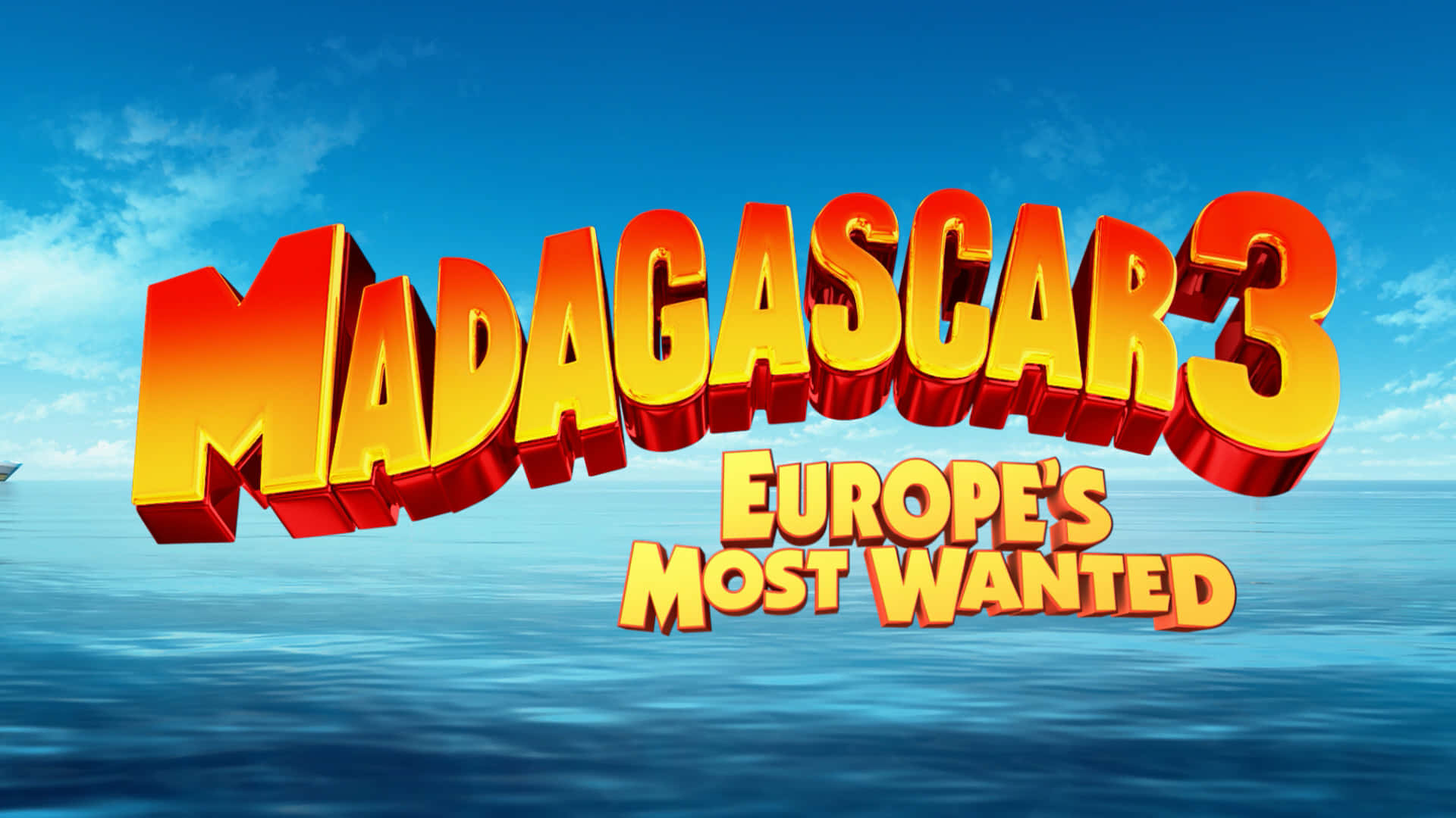 Madagascar 3 Europes Most Wanted, 3d title, ocean, Full HD Desktop Wallpaper