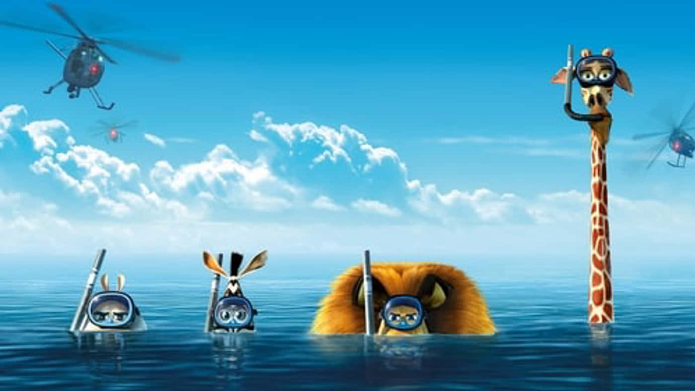 Madagascar 3 Europes Most Wanted, scuba gear, ocean water, HD Desktop Wallpaper