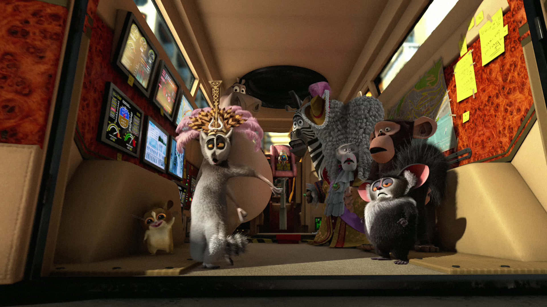 Madagascar 3 Europes Most Wanted, lemur in a crown, zebra monkey, Full HD Desktop Wallpaper