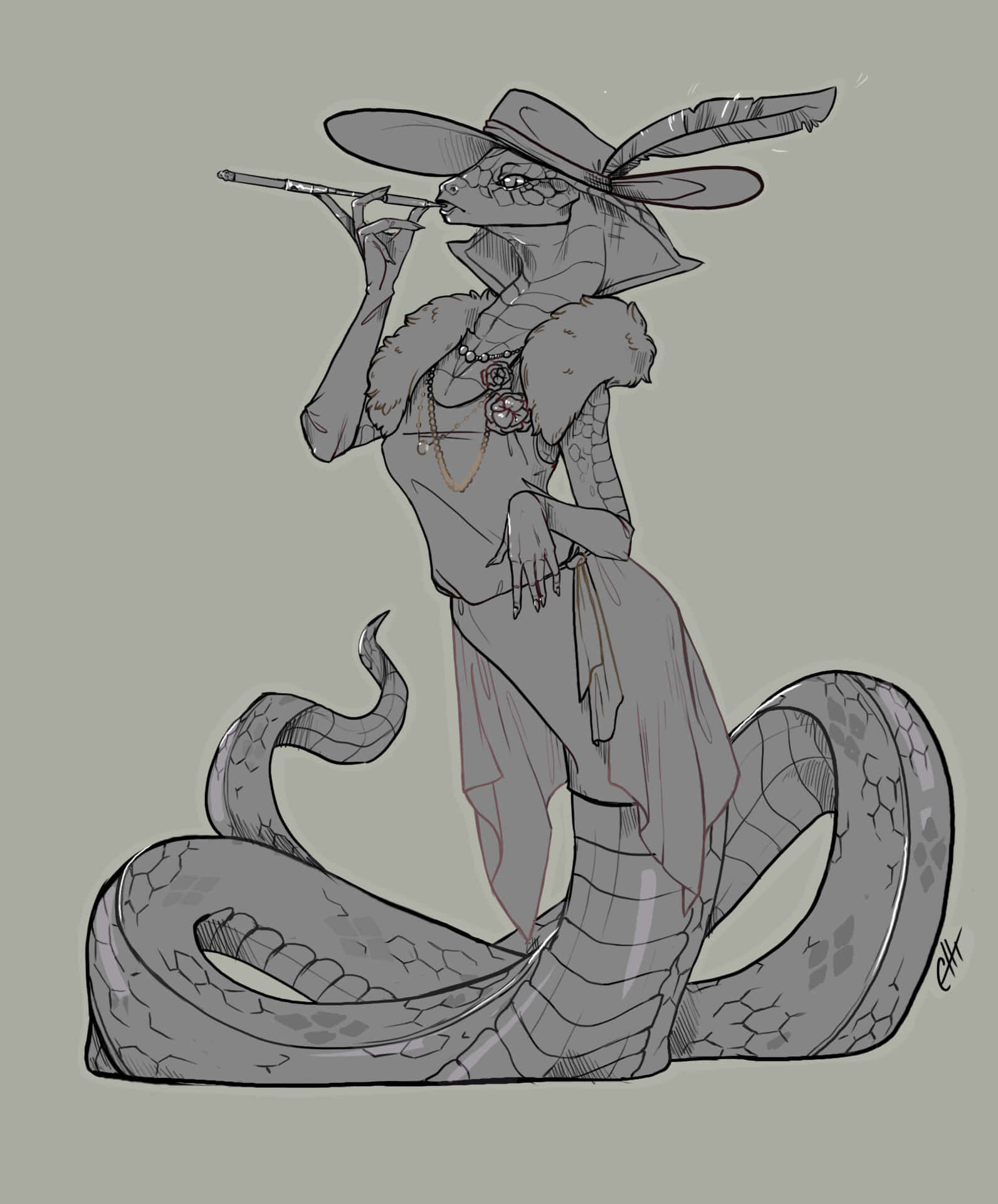 Madam Red, anthropomorphic snake, wide-brimmed hat, Full HD Phone Wallpaper