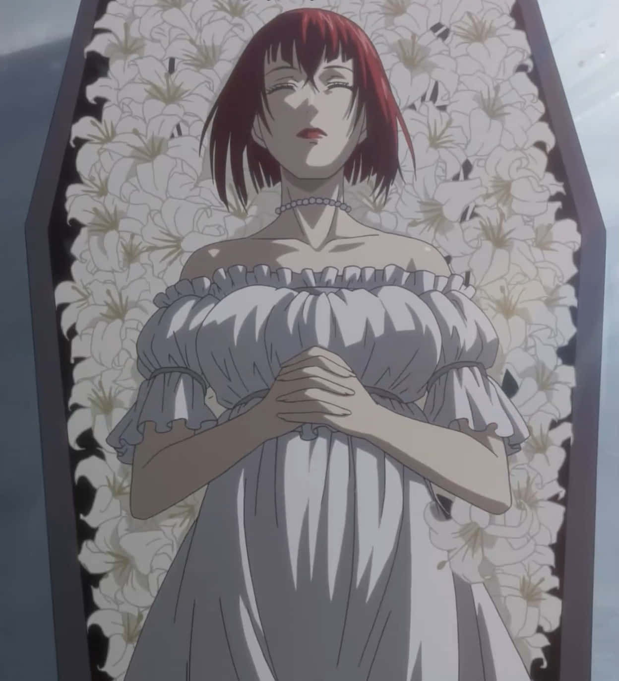 Madam Red, red-haired anime woman, white dress, HD Phone Wallpaper