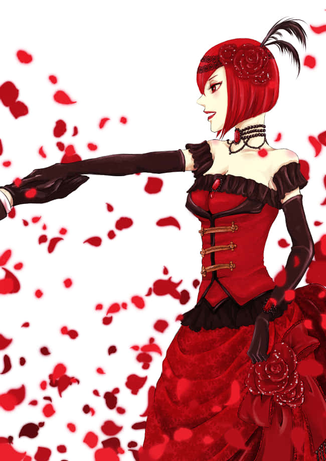 Madam Red, Victorian Attire, gothic red dress, SD Phone Wallpaper