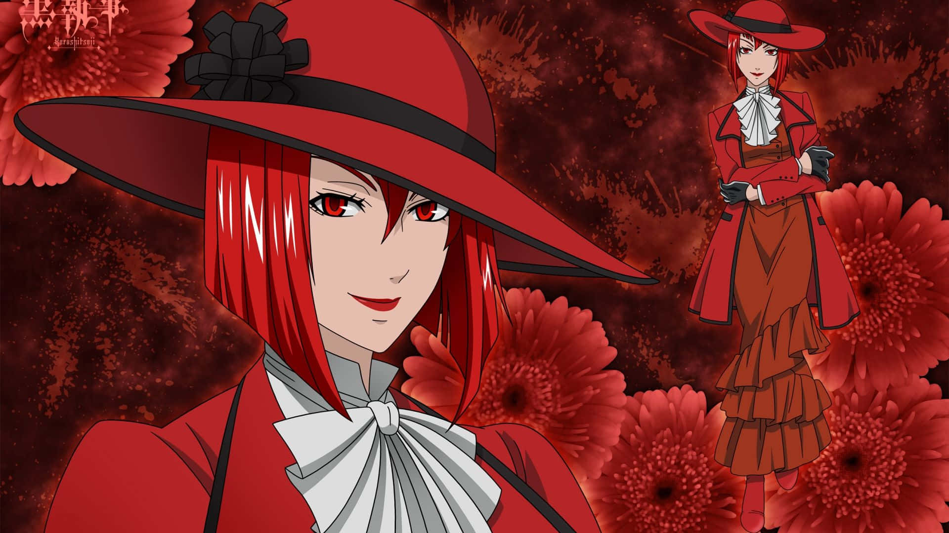 Madam Red, red hair, red dress, Full HD Desktop Wallpaper