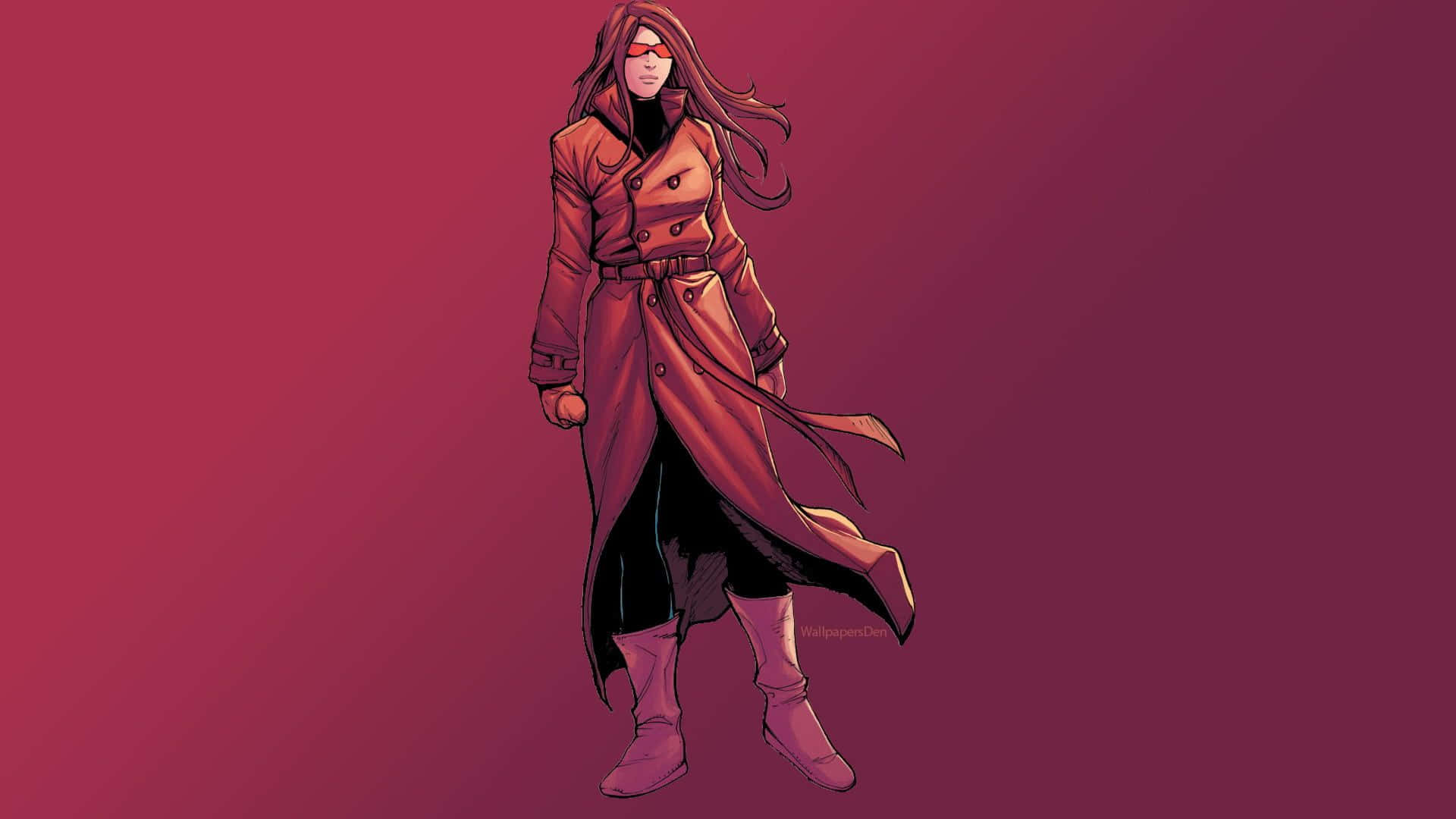 Madame Web, red trench coat, red goggles, Full HD Desktop Wallpaper
