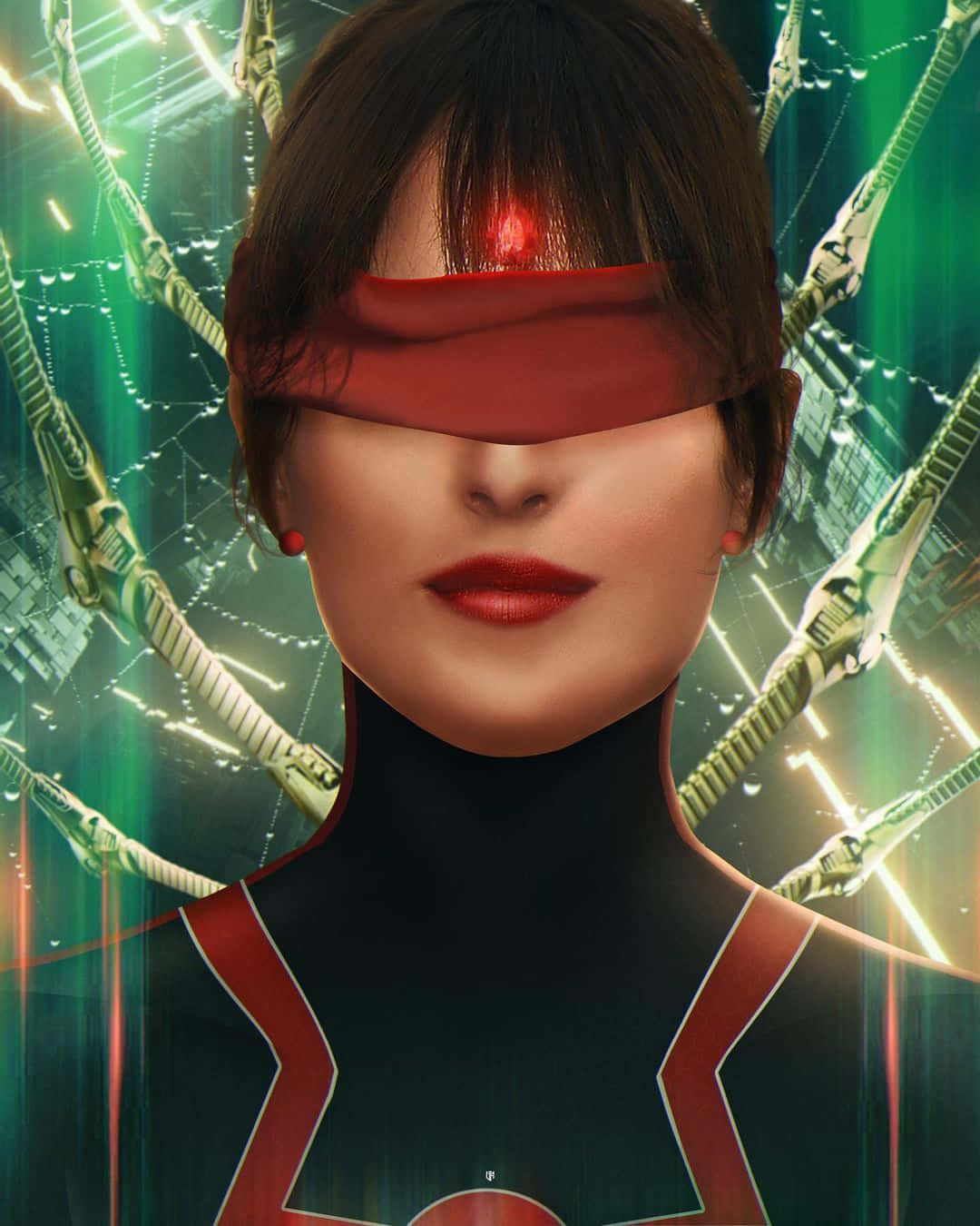 Madame Web, blindfolded, glowing red eyes, HD Phone Wallpaper