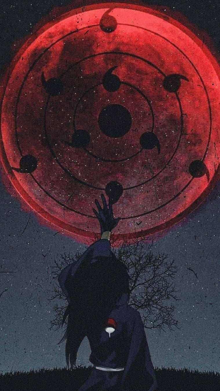 Madara iPhone, red moon, black tomoe patterns, HD Phone Wallpaper