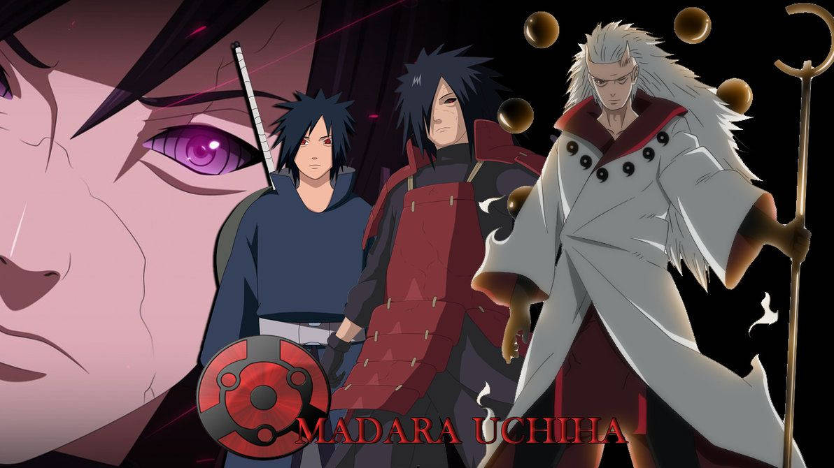 Madara Uchiha, anime warriors, giant purple eye, SD Desktop Wallpaper