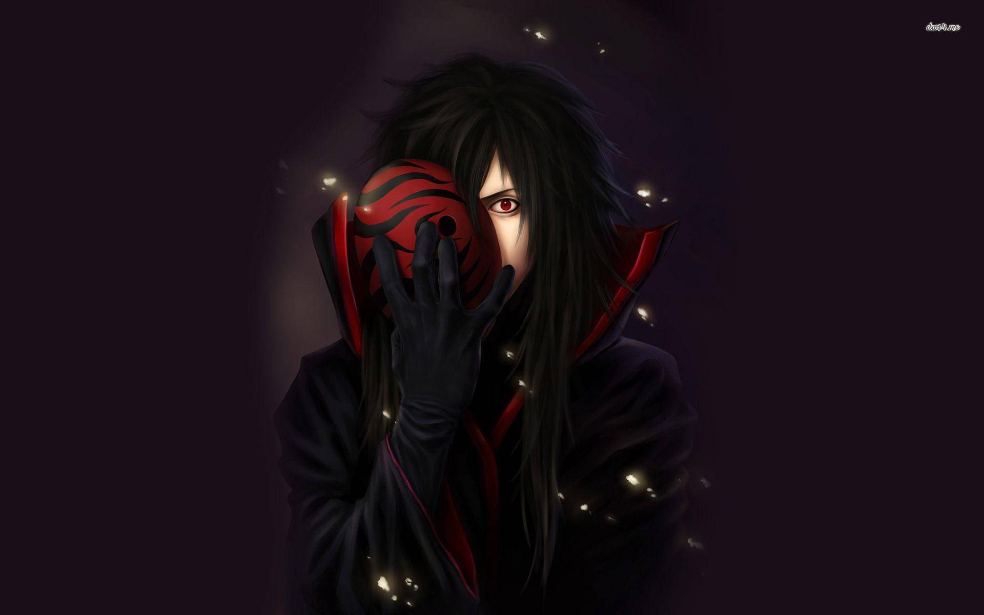 Madara Uchiha, black and red cloak, red mask, Full HD Desktop Wallpaper