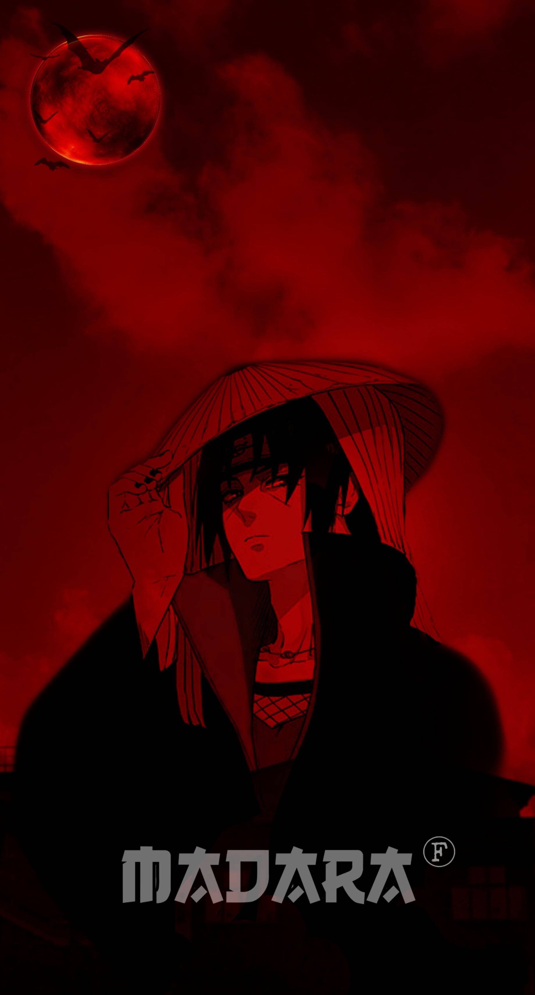 Madara Uchiha, blood-red moon, crimson sky, 2K Phone Wallpaper