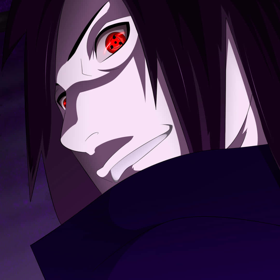 Madara Uchiha, glowing red eyes, dark hair, SD Desktop Wallpaper