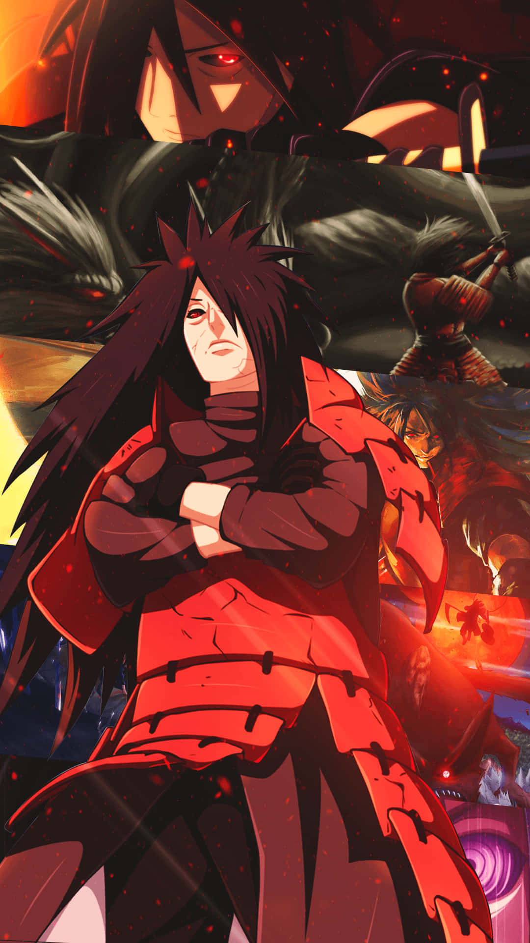 Madara Uchiha, anime warrior, red armor, Full HD Phone Wallpaper
