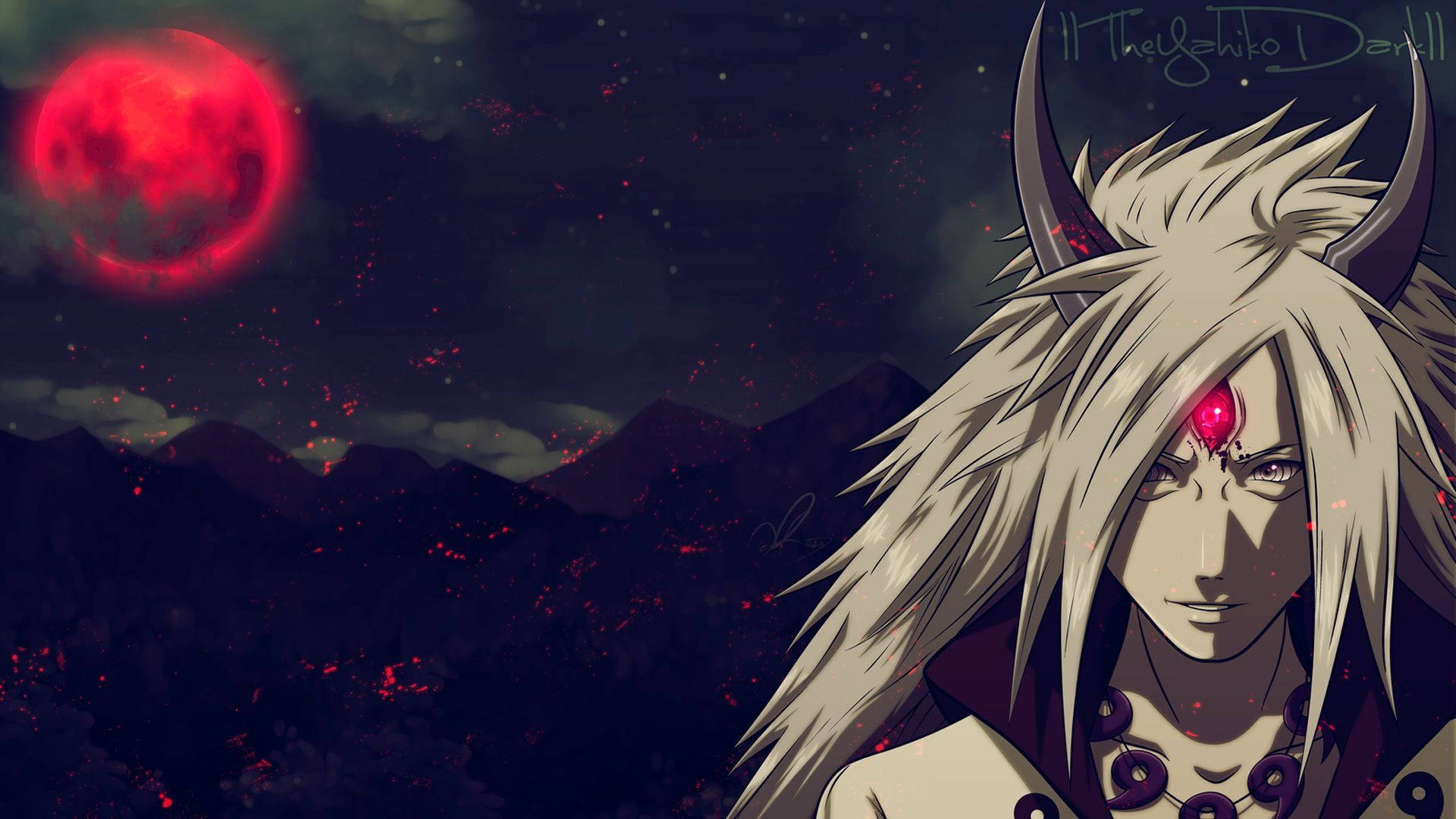Madara Uchiha, jinchuriki form, horns, Full HD Desktop Wallpaper