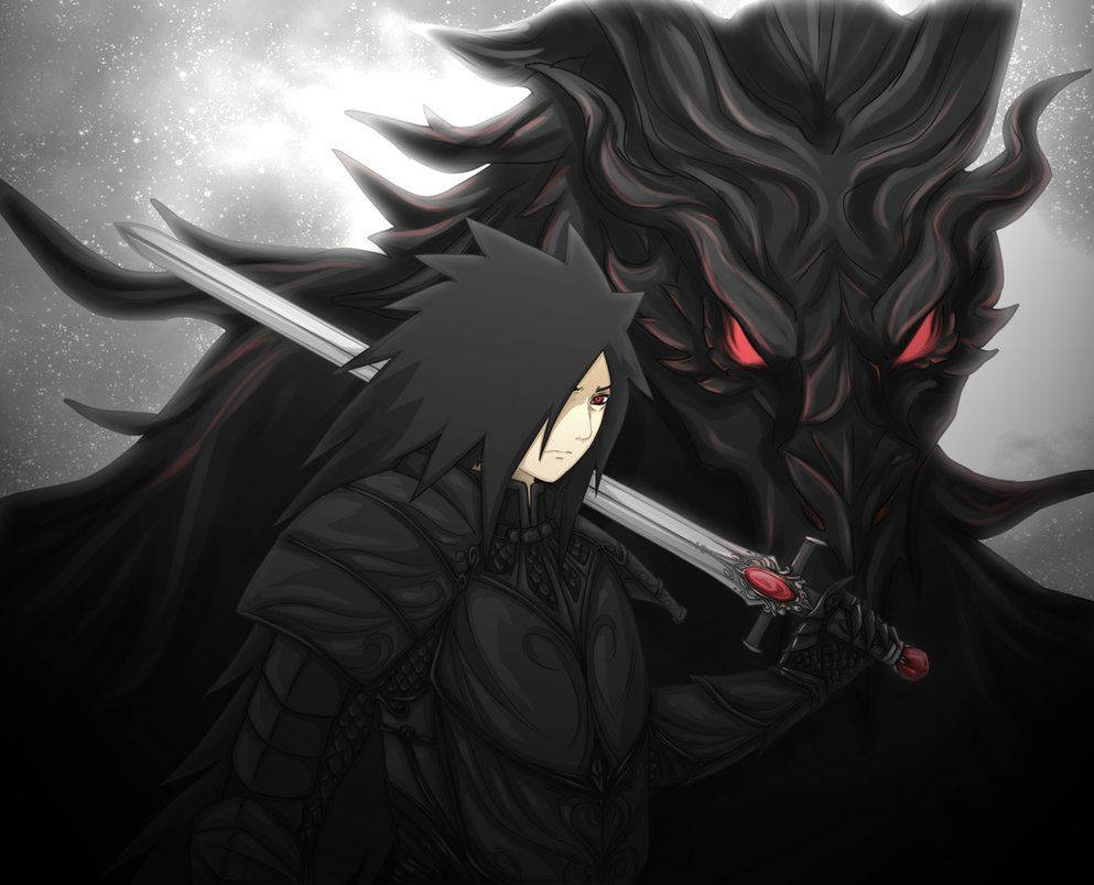 Madara Uchiha, black armor, sword, SD Desktop Wallpaper