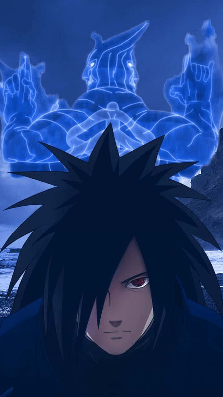 Madara Uchiha, red eyes, glowing blue chakra entity, HD Phone Wallpaper