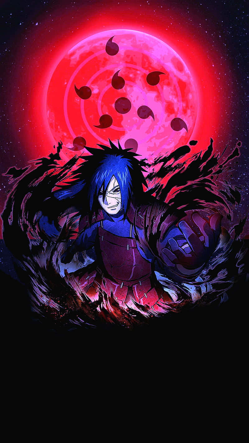 Madara Uchiha, blue hair, red eyes, HD Phone Wallpaper