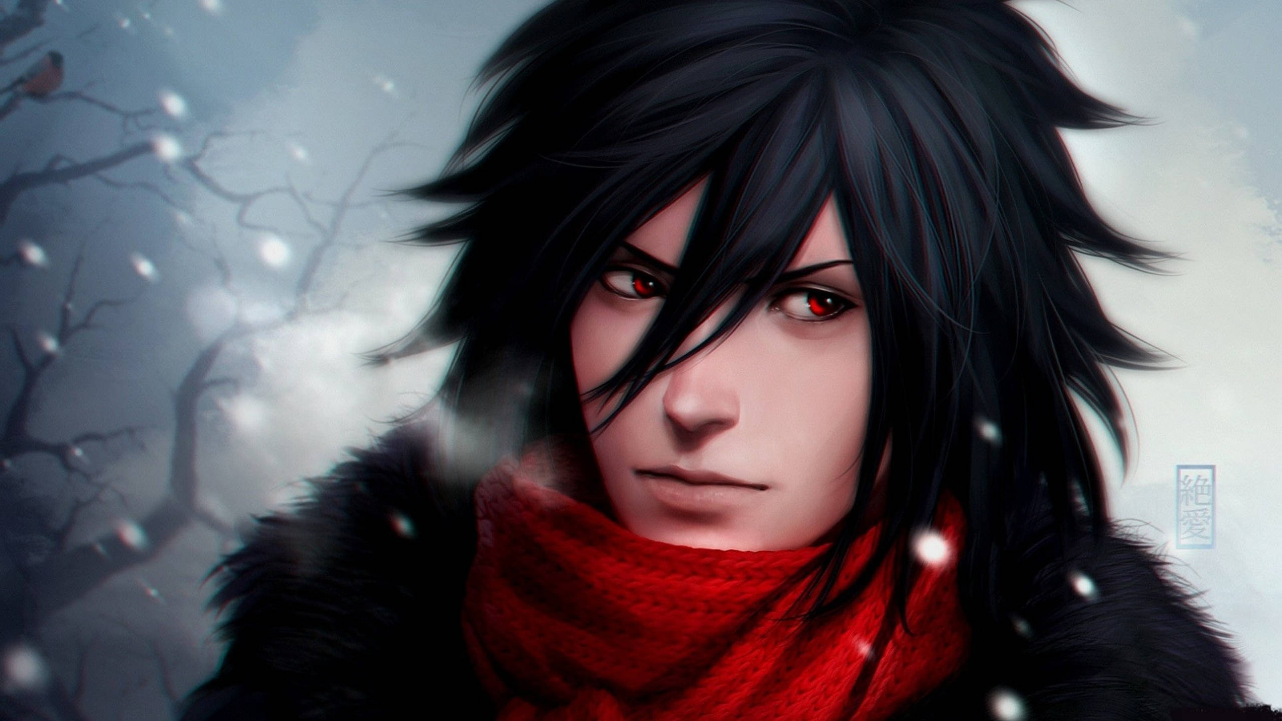 Madara, Winter, black hair, 2K Desktop Wallpaper