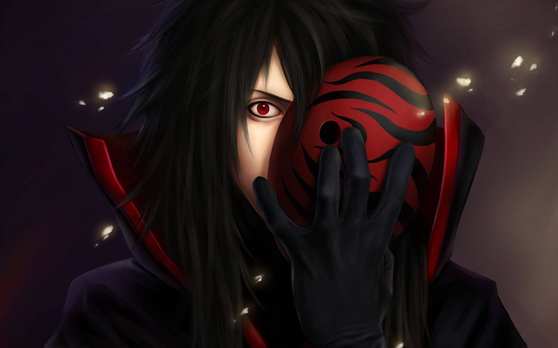 Madara, red mask with black stripes, red eyes, Full HD Desktop Wallpaper