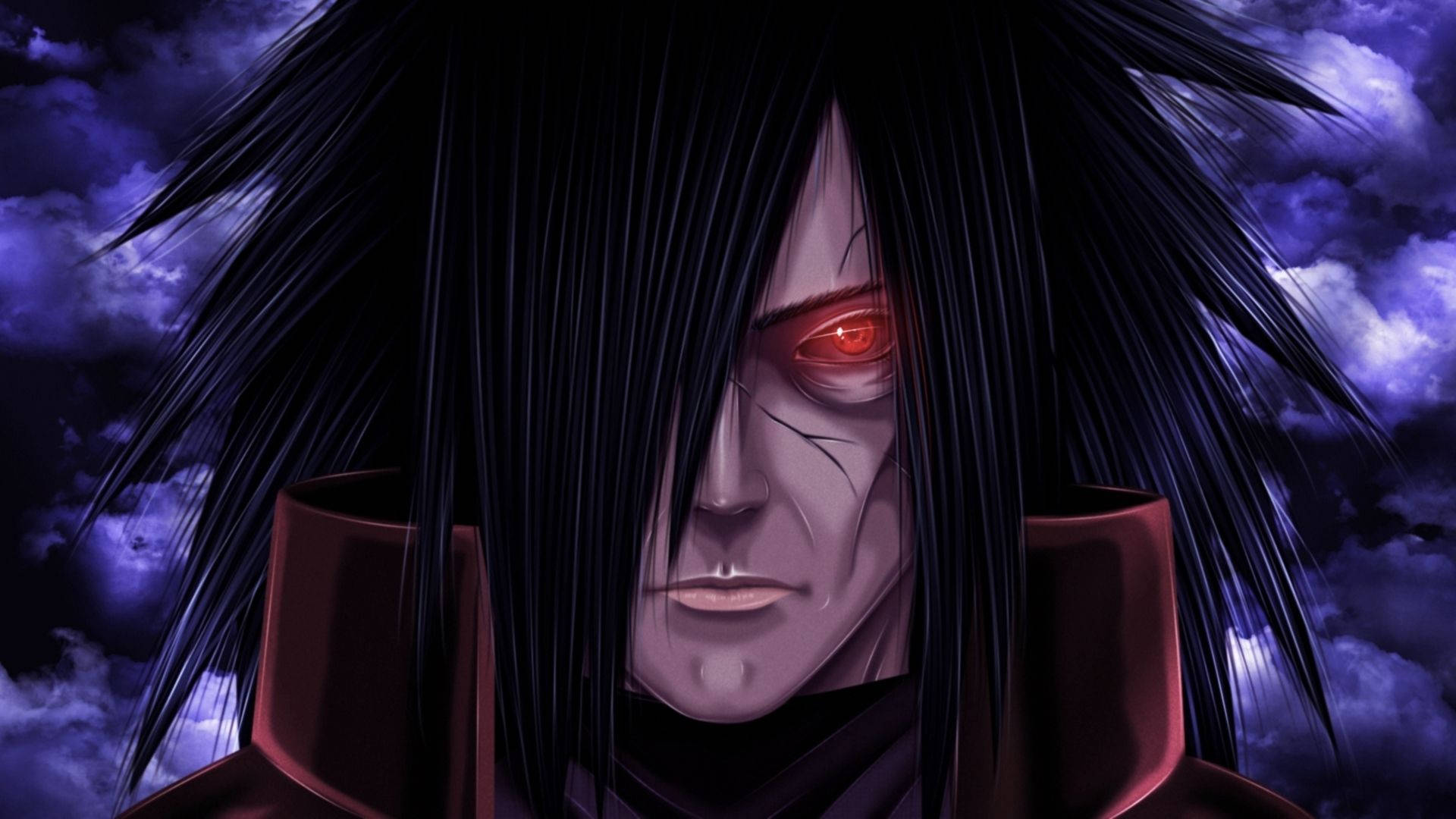 Madara, glowing red eyes, black hair, Full HD Desktop Wallpaper
