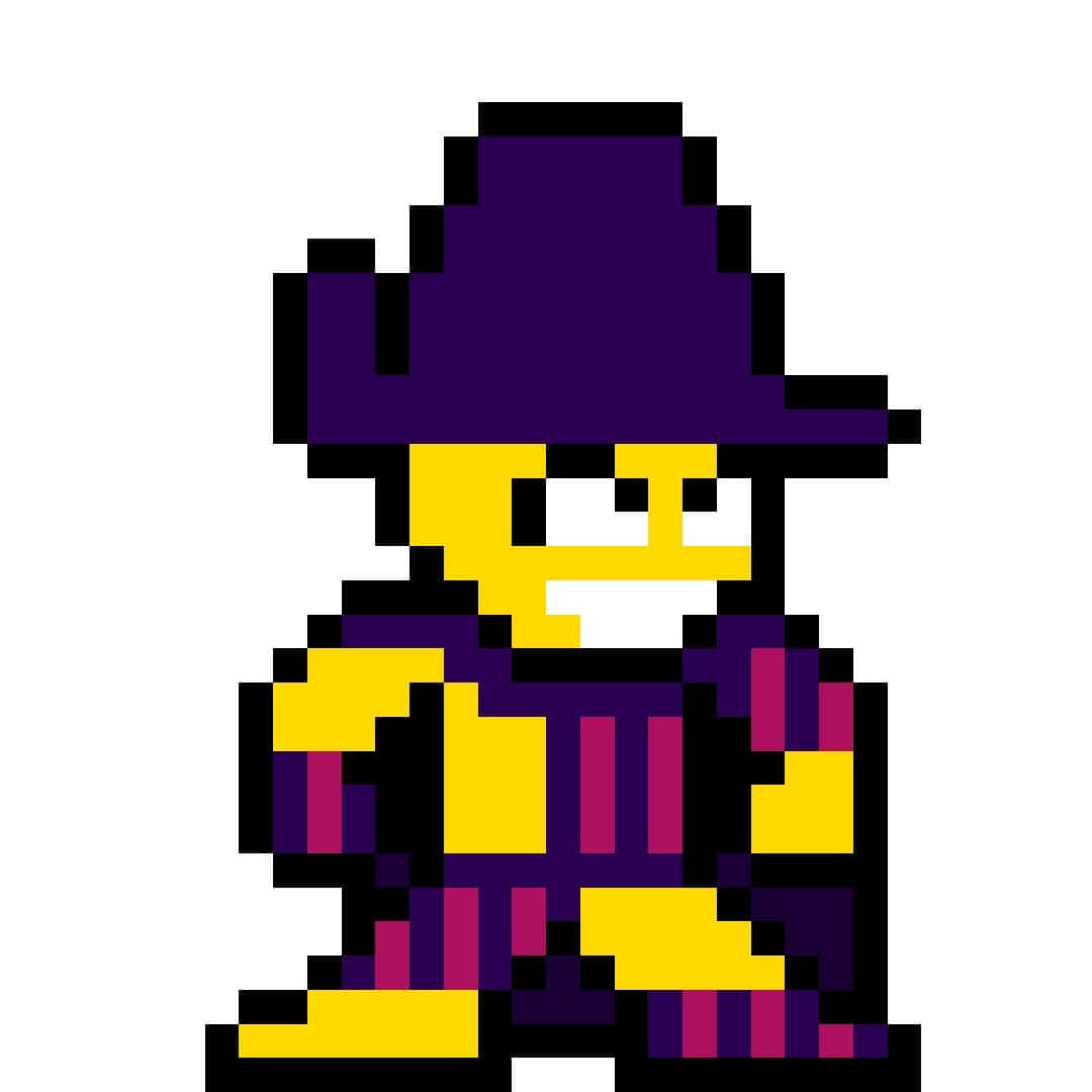 Madcap, pixel-art wizard, purple hat, SD Desktop Wallpaper